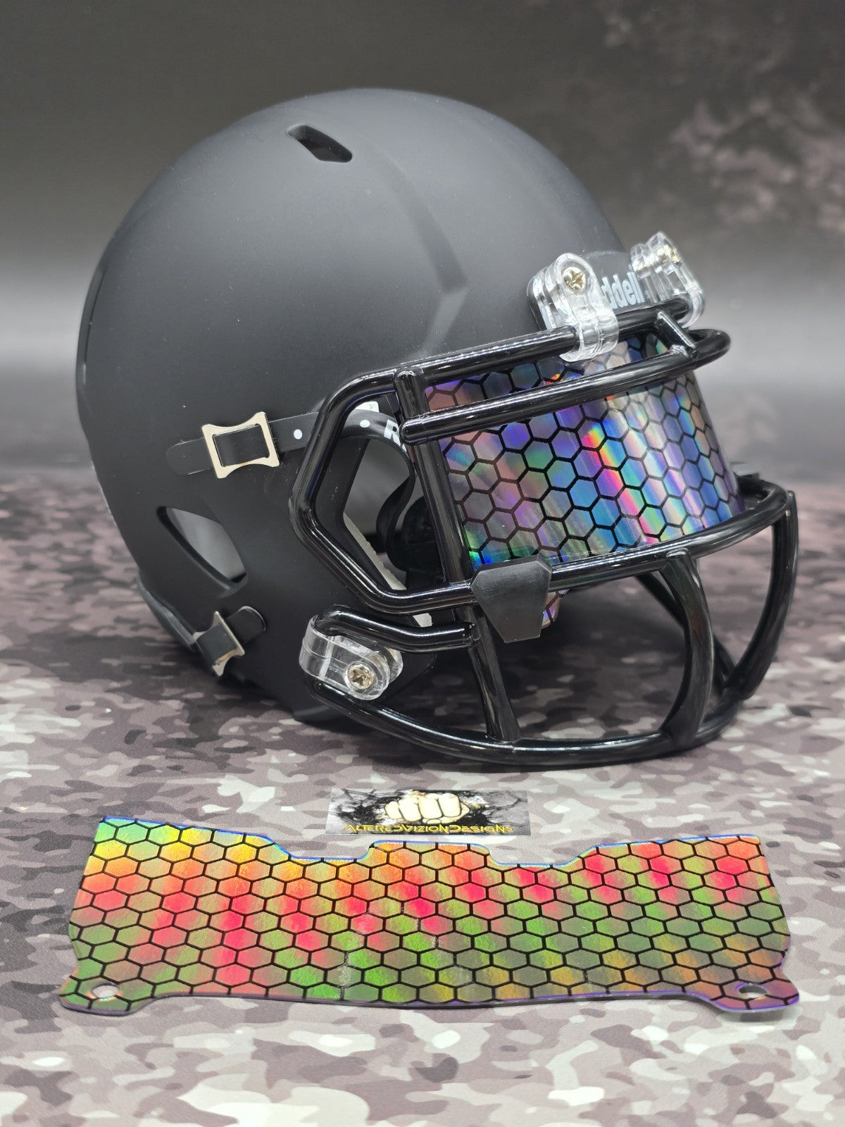 Custom Rainbow HoneycombMini Helmet Visor (Thin Flexi Style)  Riddell compatible