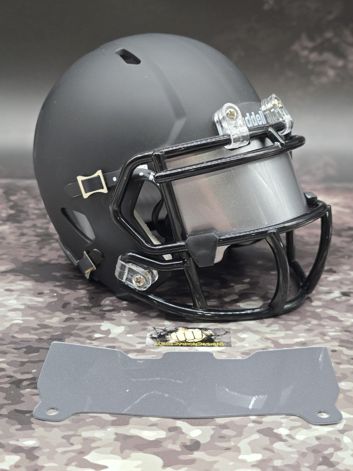 Custom Silver Gloss Mini Helmet Visor (Thin Flexi Style)  Riddell compatible