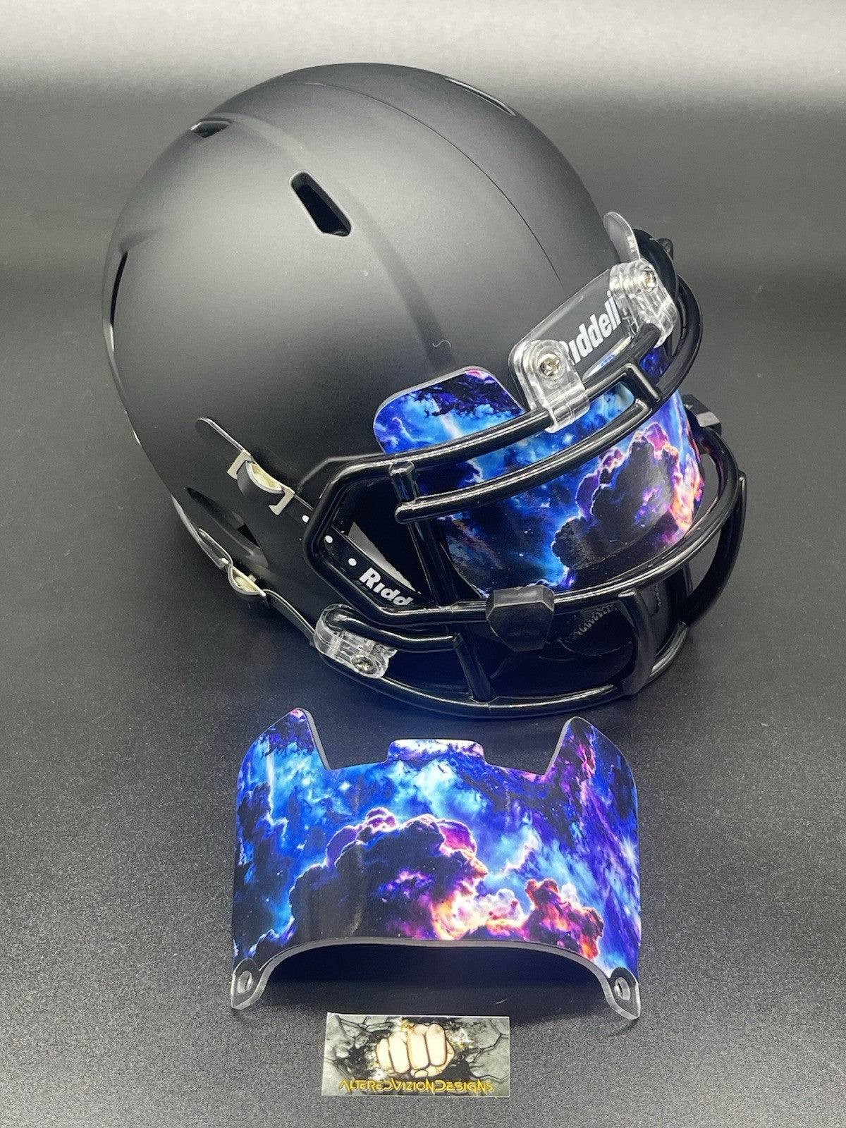 Galaxy Storm Clouds Custom Mini Helmet Visor (Hard Style) Riddell Compatible