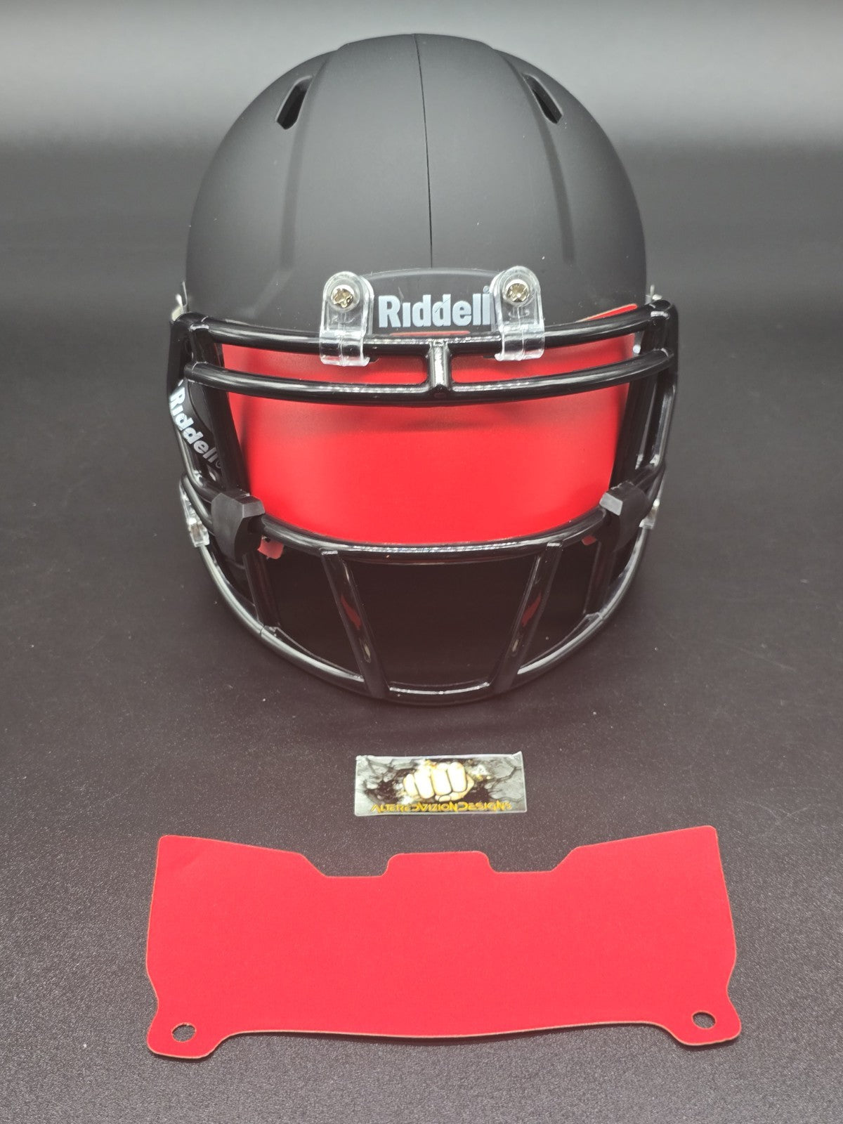 Custom Red Matte Mini Helmet Visor (Thin Flexi Style)  Riddell compatible