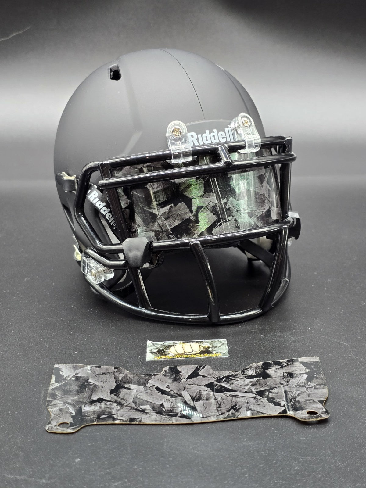 Custom Black Gloss Mini Helmet Visor (Thin Flexi Style)  Riddell compatible