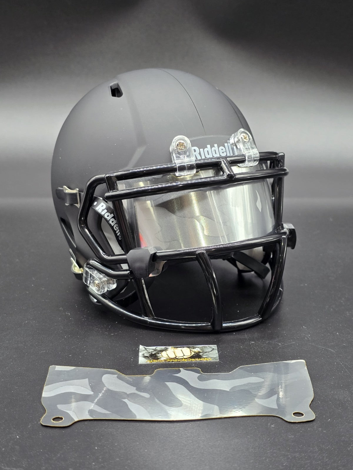 Custom Silver Camo Mini Helmet Visor (Thin Flexi Style) Riddell compatible