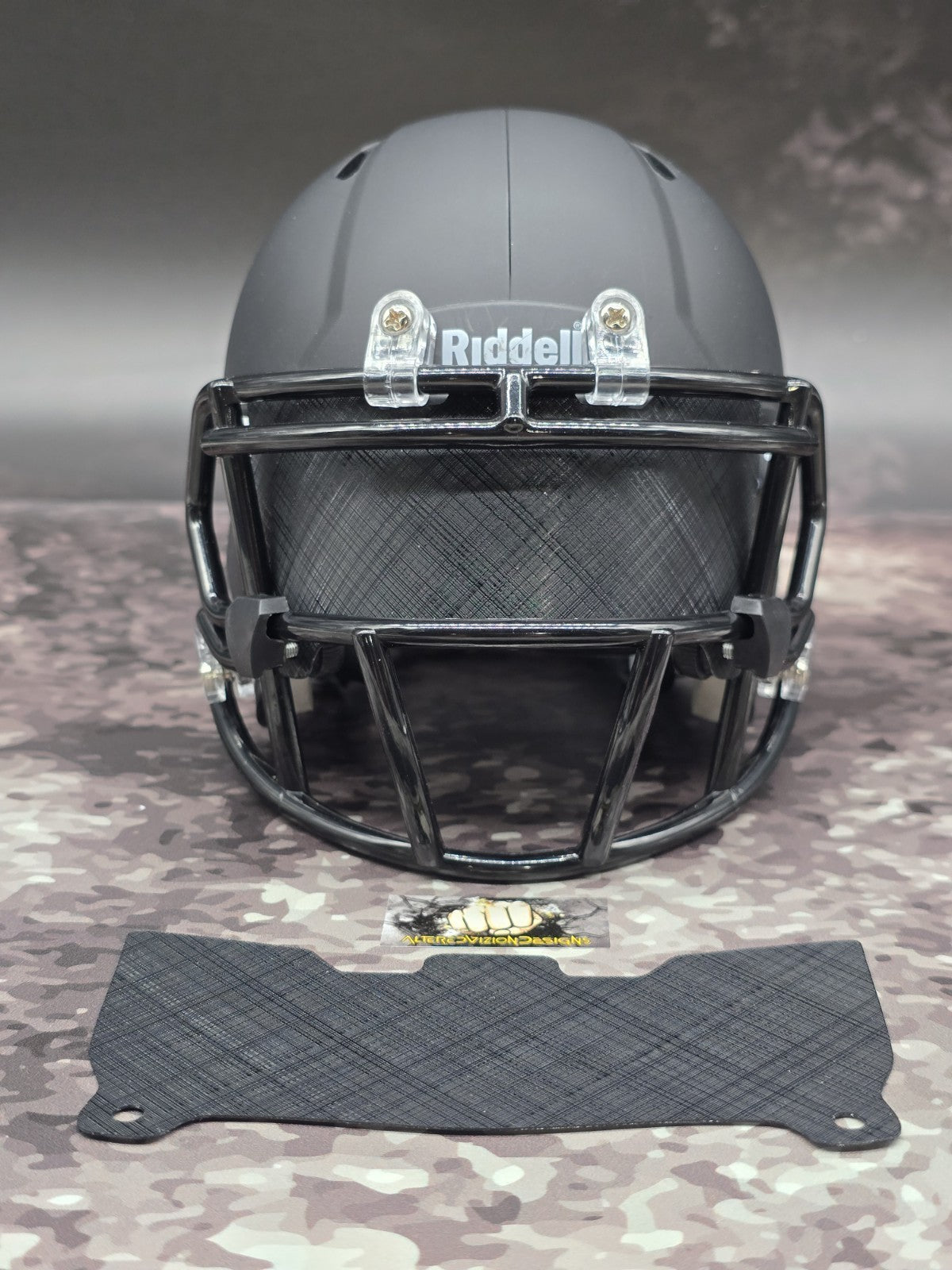 Custom Black Plaid Mini Helmet Visor (Thin Flexi Style) Riddell compatible
