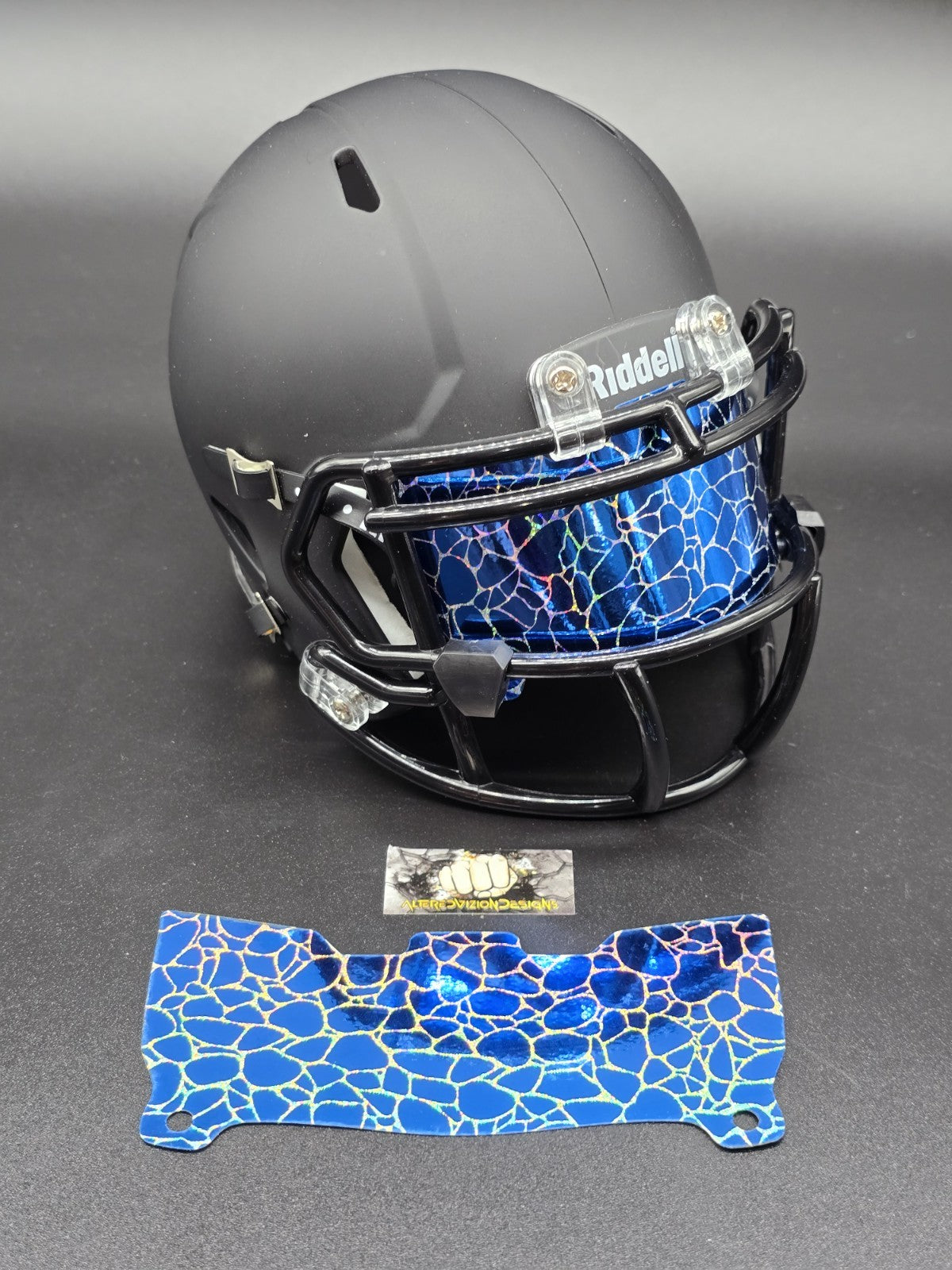 Custom Blue Gloss Mini Helmet Visor (Thin Flexi Style)  Riddell compatible