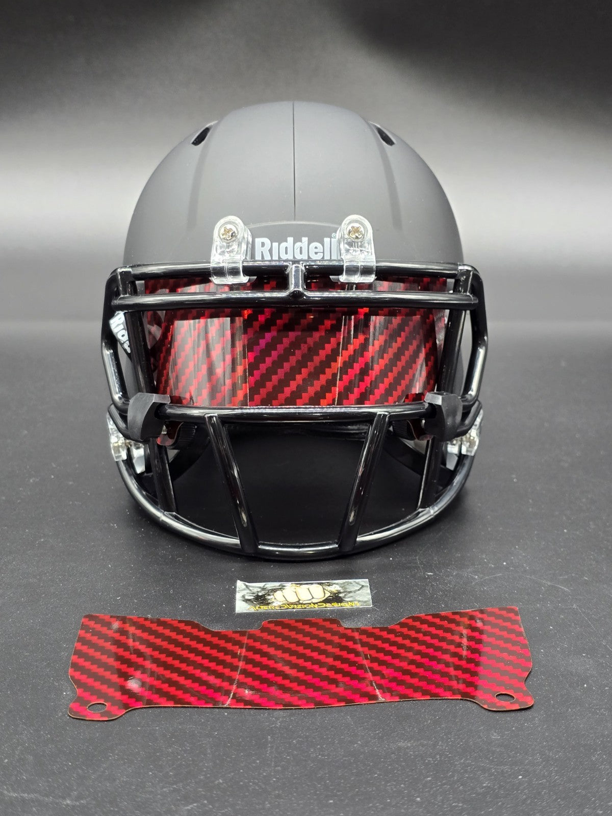 Custom Red Carbon Mini Helmet Visor (Thin Flexi Style)  Riddell compatible