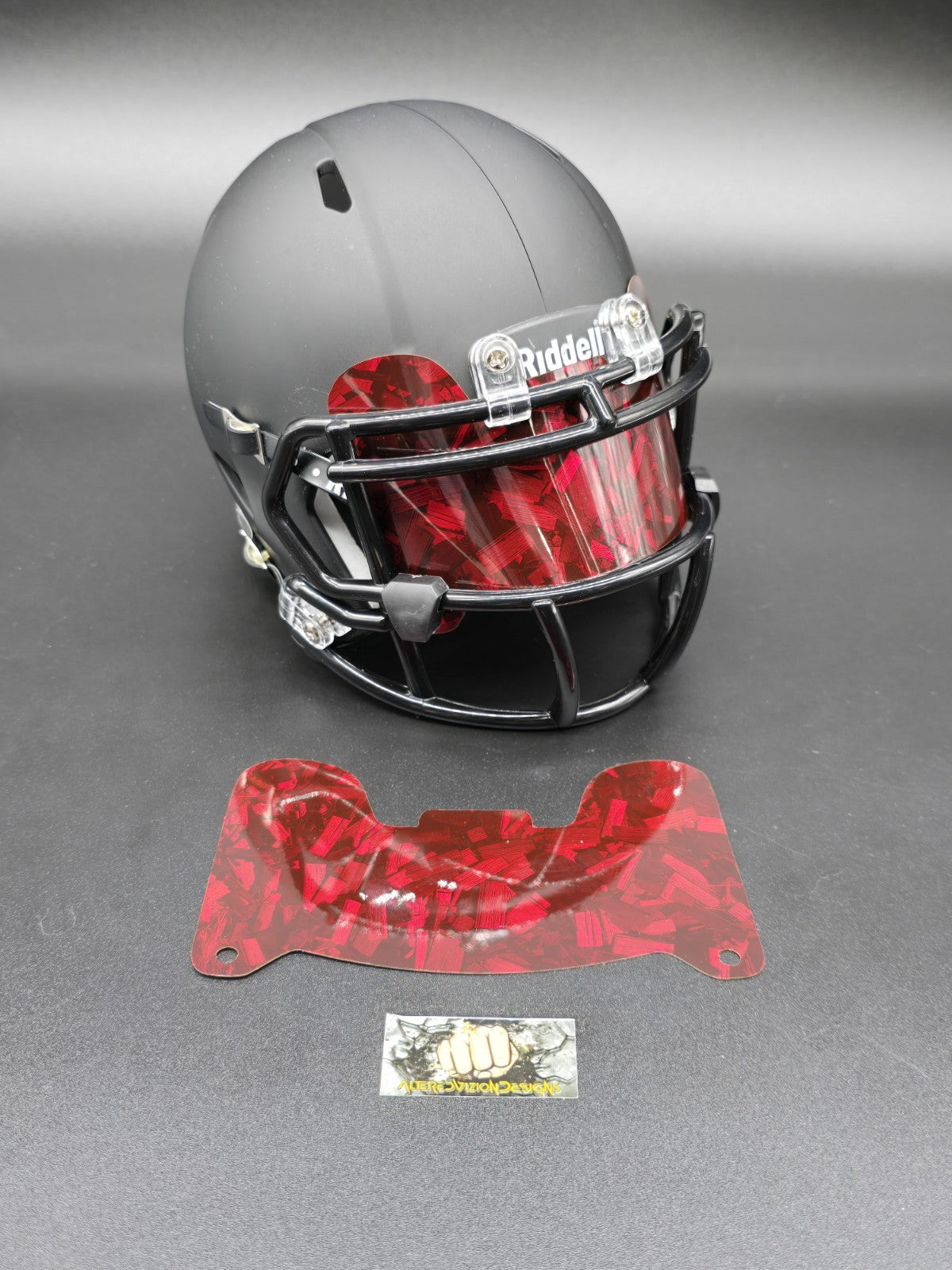 Custom Red Gloss Mini Helmet Visor (Thin Flexi Style)  Riddell compatible
