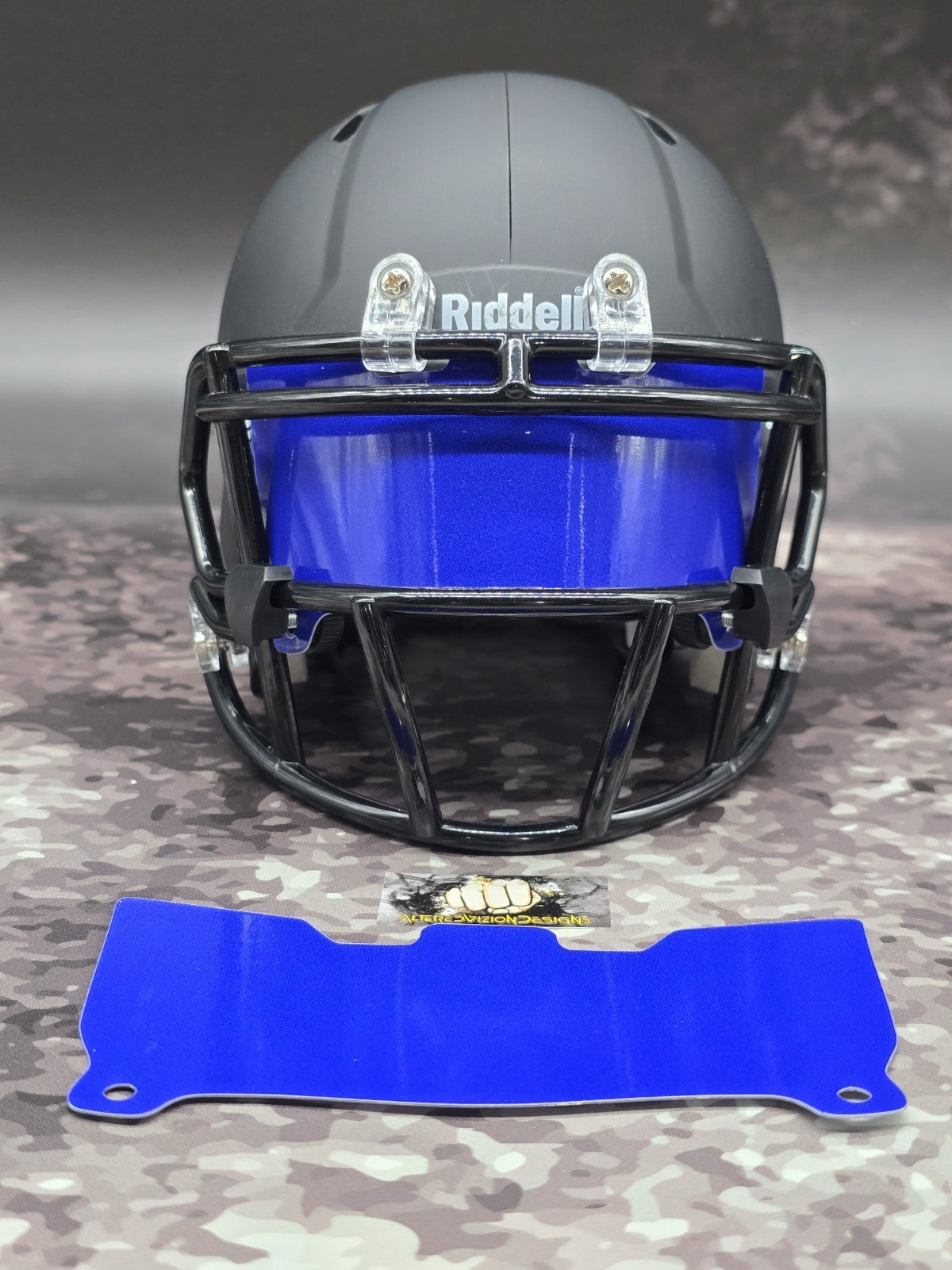 Custom Blue Gloss Mini Helmet Visor (Thin Flexi Style)  Riddell compatible