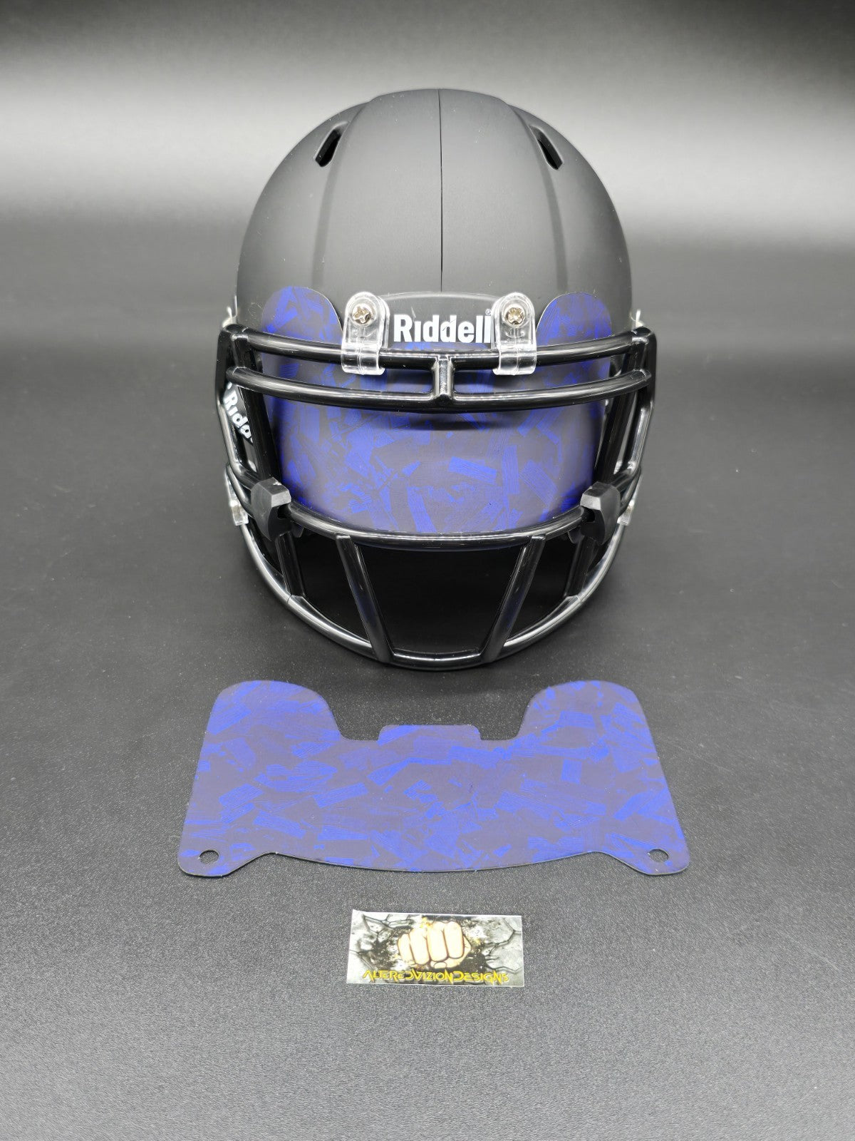 Custom Blue Matte Mini Helmet Visor (Thin Flexi Style)  Riddell compatible