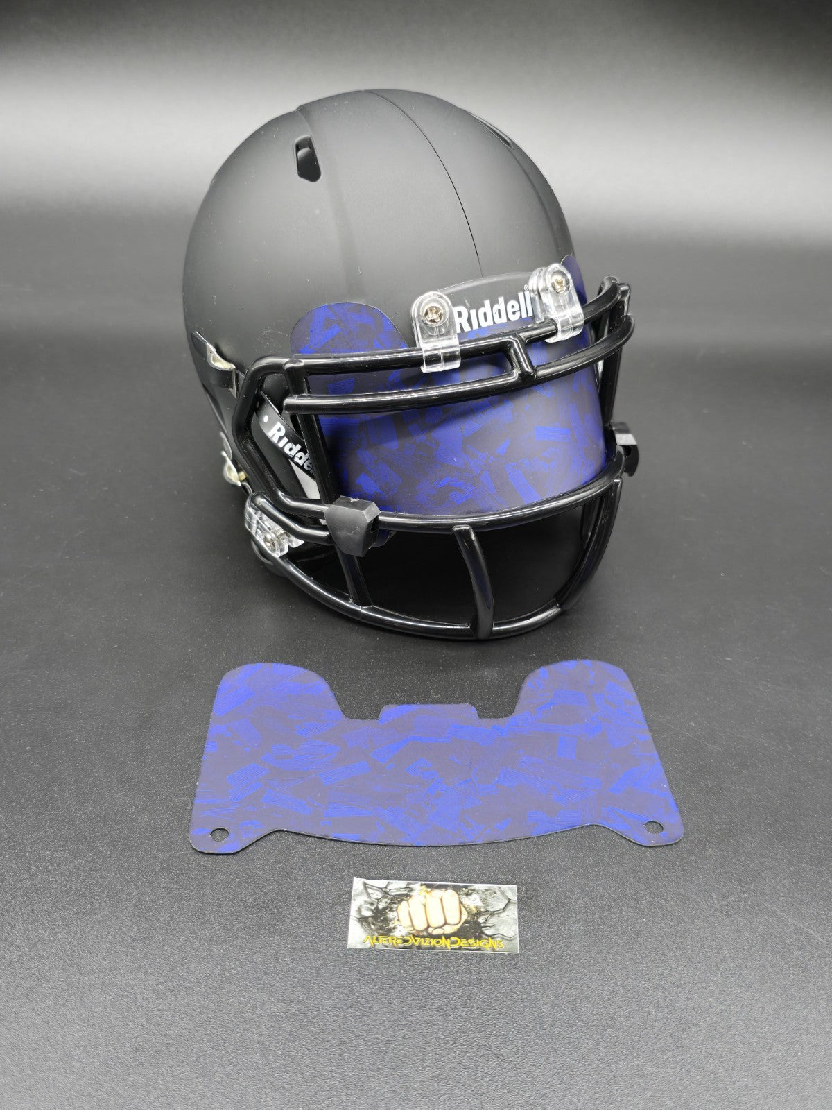 Custom Blue Matte Mini Helmet Visor (Thin Flexi Style)  Riddell compatible