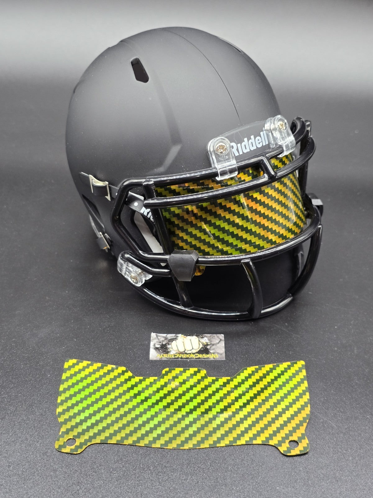 Custom Gold Carbon Mini Helmet Visor (Thin Flexi Style)  Riddell compatible