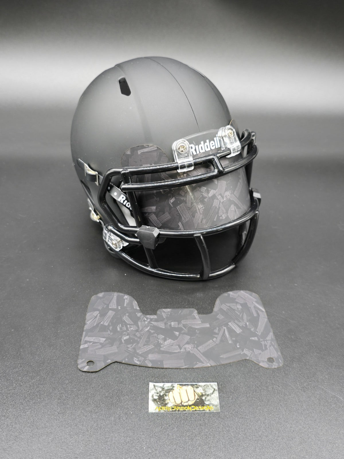 Custom Black Matte Mini Helmet Visor (Thin Flexi Style)  Riddell compatible