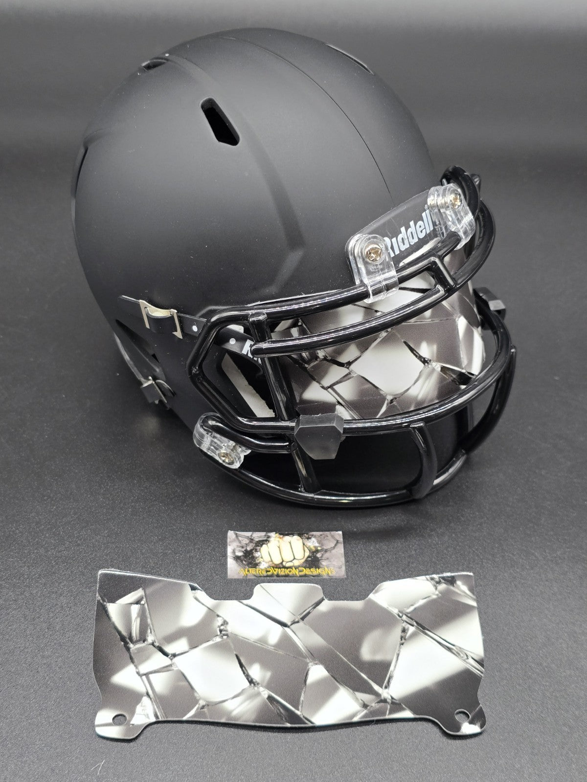 Custom Broken Glass Mini Helmet Visor (Thin Flexi Style) Riddell compatible