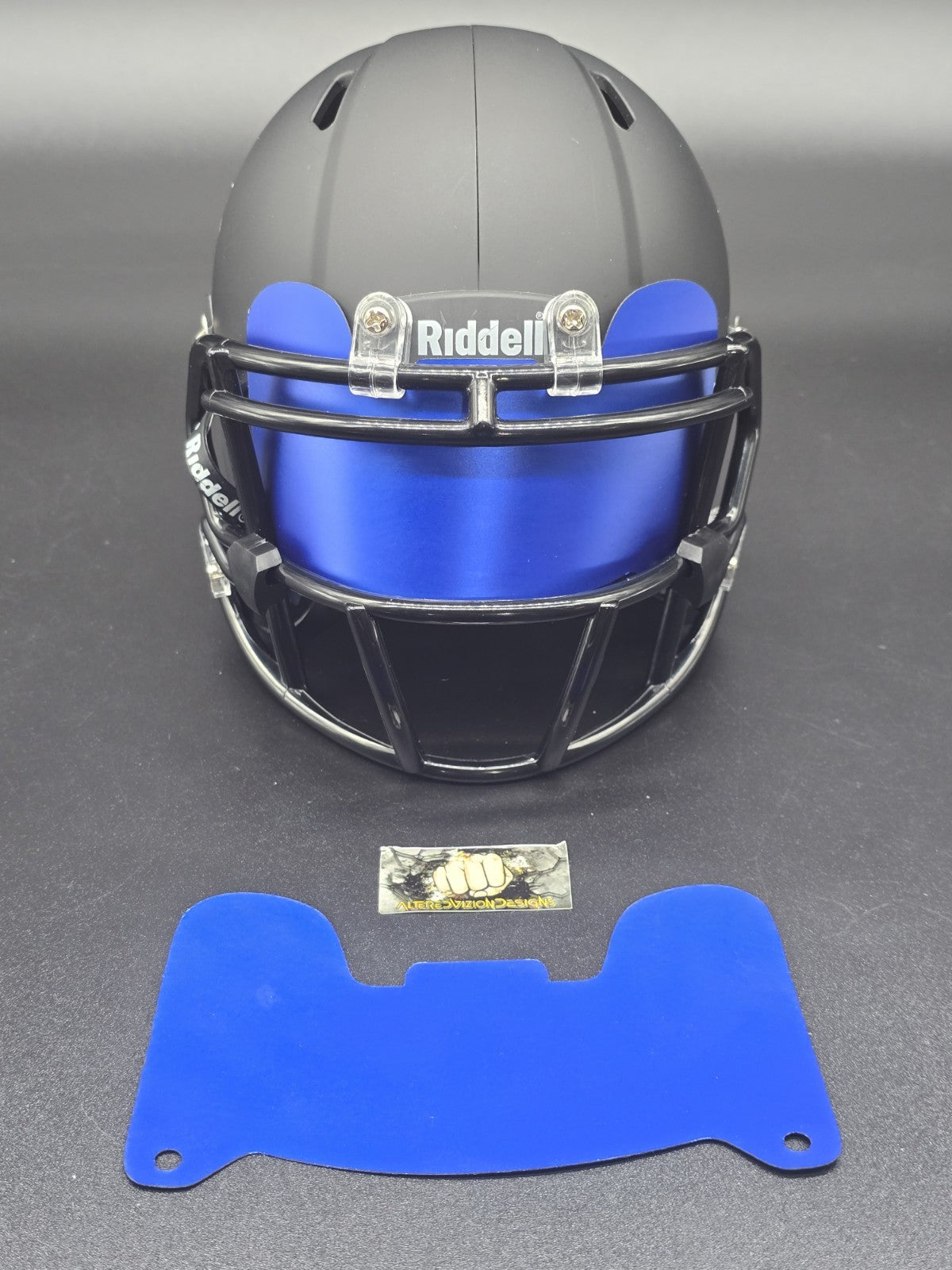 Custom Blue Blaze Mini Helmet Visor (Thin Flexi Style)  Riddell compatible