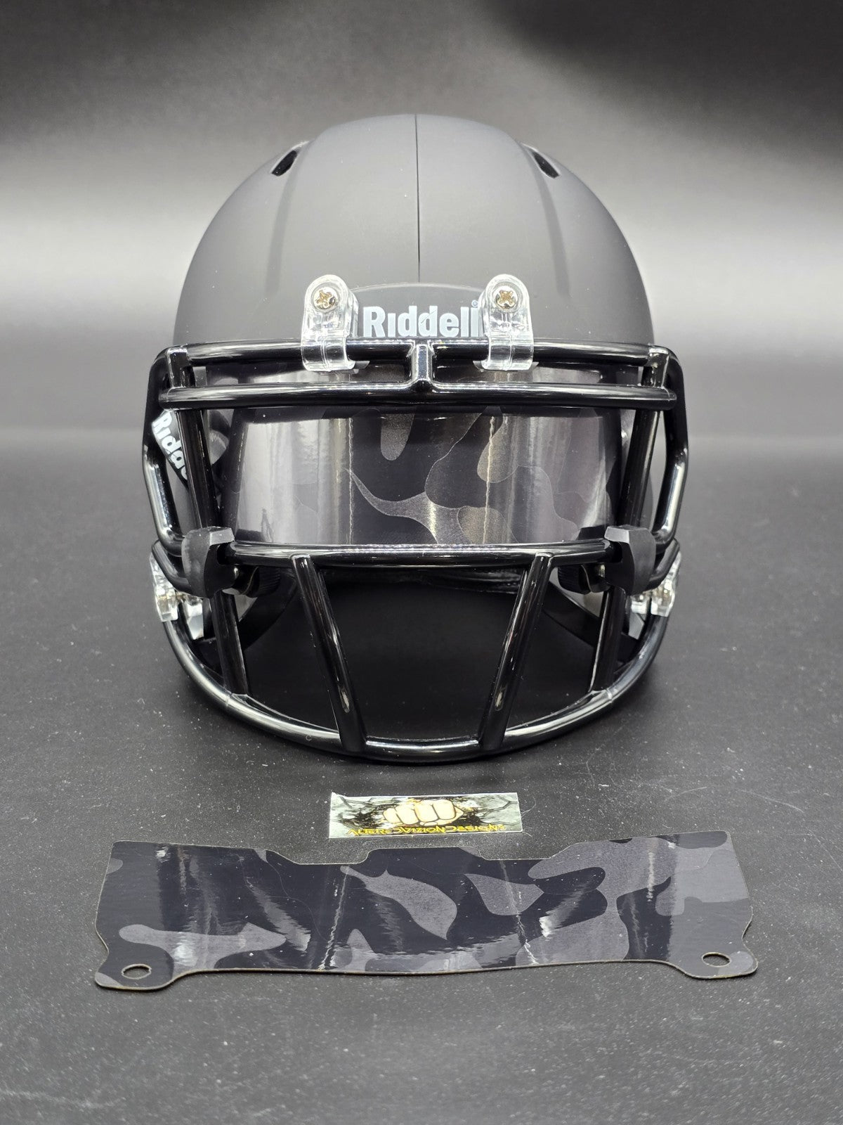 Custom Black Camo Mini Helmet Visor (Thin Flexi Style)  Riddell compatible