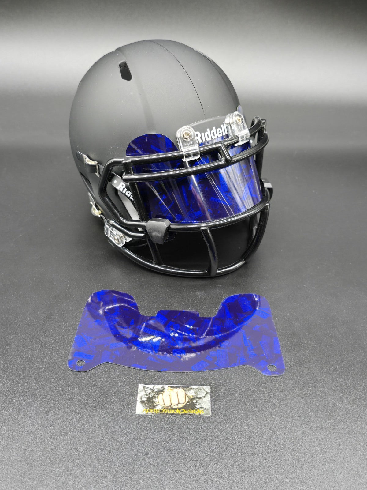 Custom Blue Gloss Mini Helmet Visor (Thin Flexi Style)  Riddell compatible
