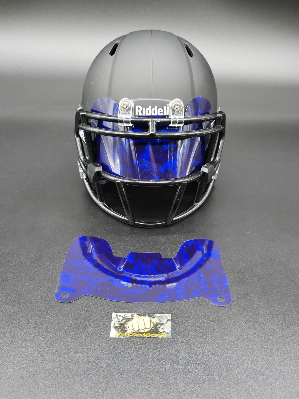 Custom Blue Gloss Mini Helmet Visor (Thin Flexi Style)  Riddell compatible
