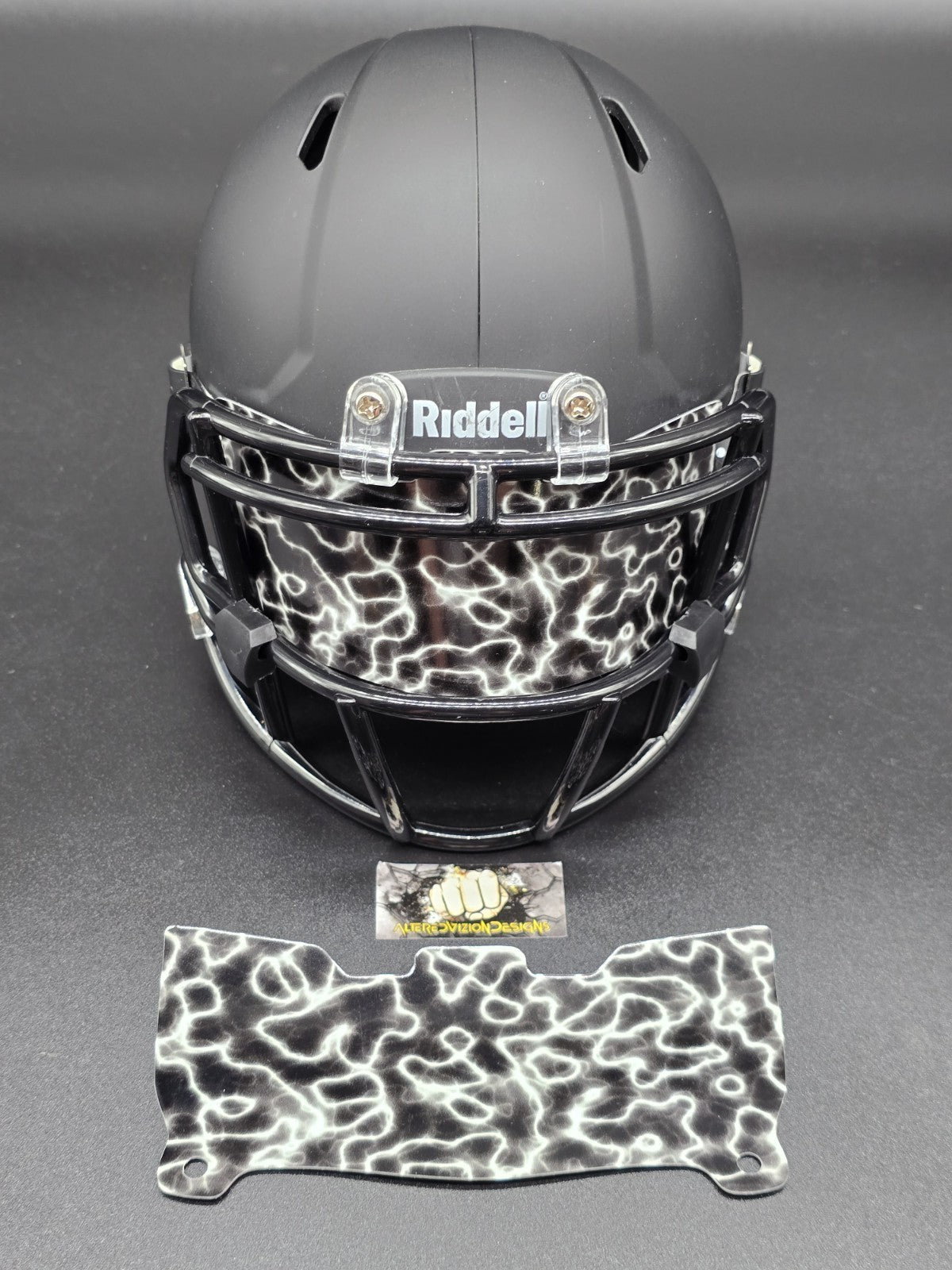 Custom Electric Black Mini Helmet Visor (Thin Flexi Style)  Riddell compatible