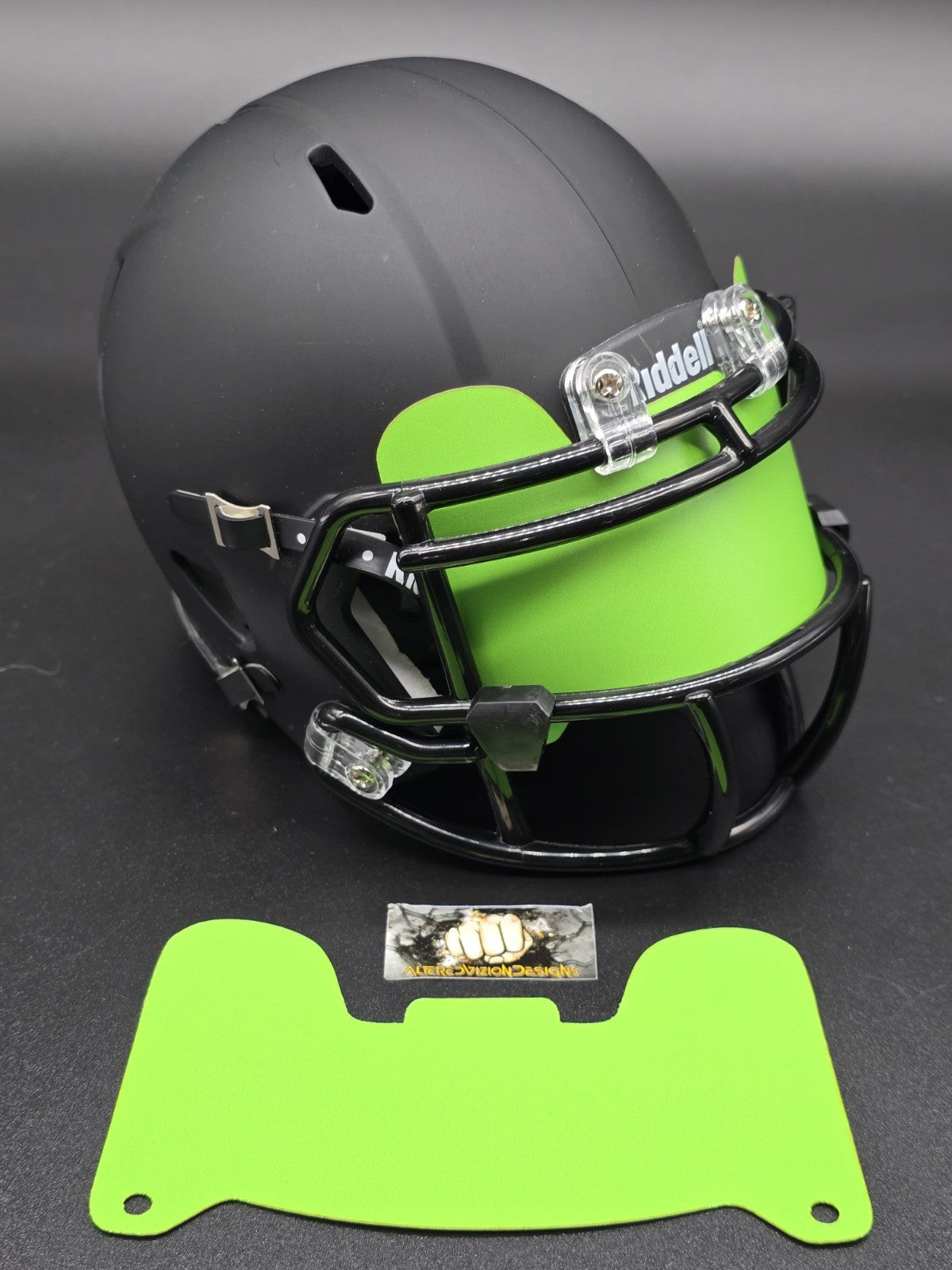 Custom Lite Green Matte Mini Helmet Visor (Thin Flexi Style) Riddell compatible