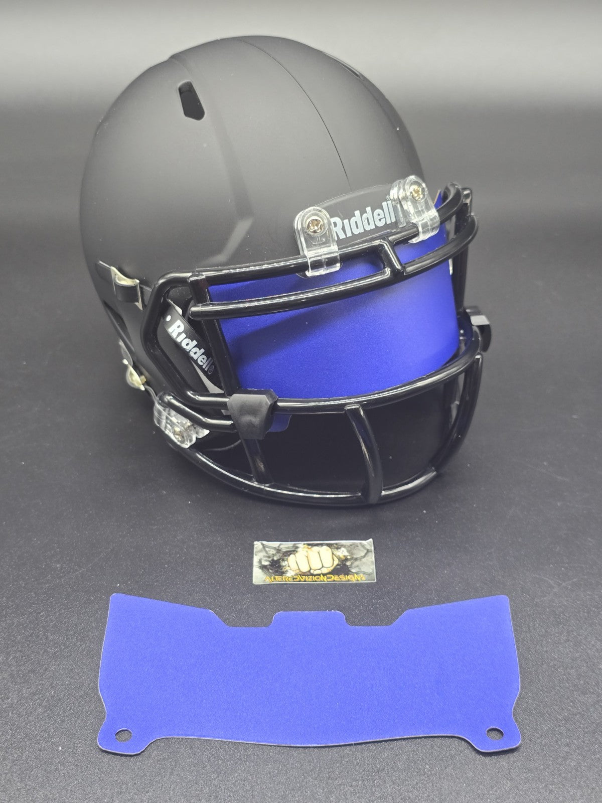 Custom Blue Matte Mini Helmet Visor (Thin Flexi Style) Riddell compatible