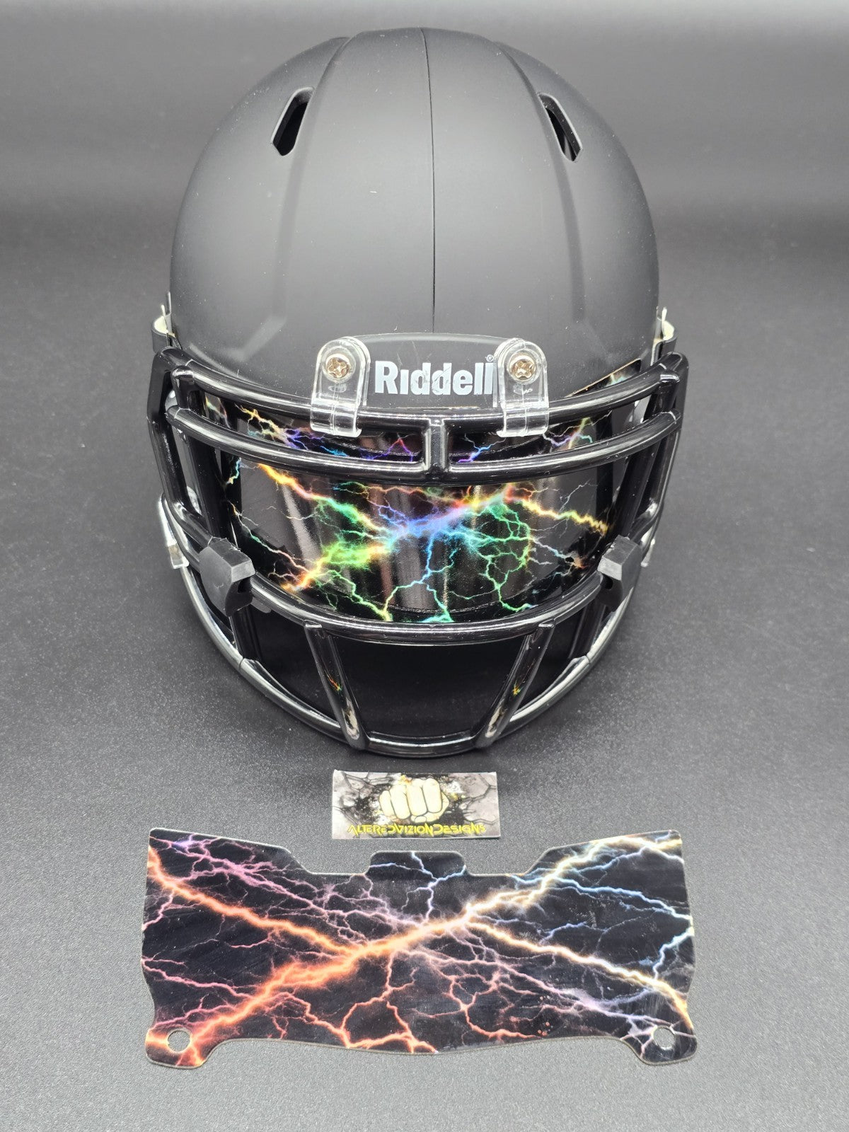 Custom Black Lighting Mini Helmet Visor (Thin Flexi Style)  Riddell compatible