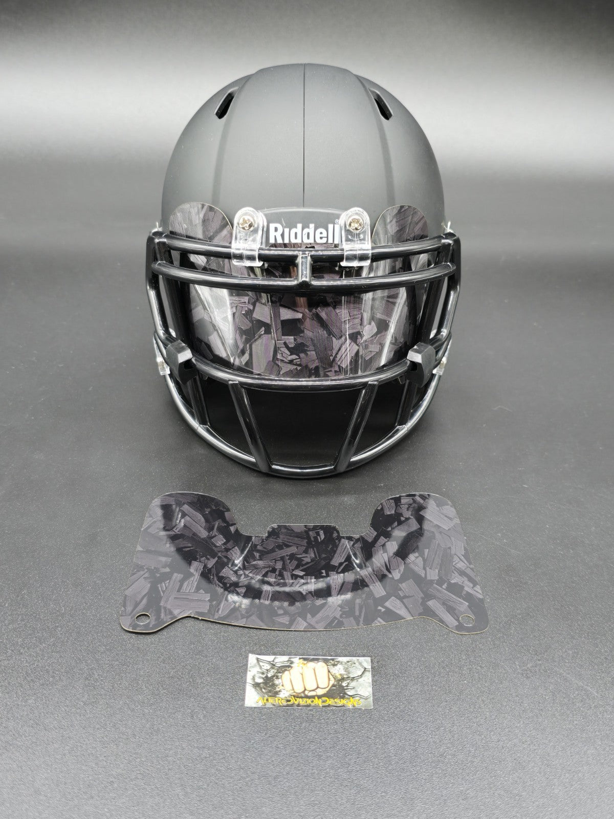 Custom Black Gloss Mini Helmet Visor (Thin Flexi Style)  Riddell compatible