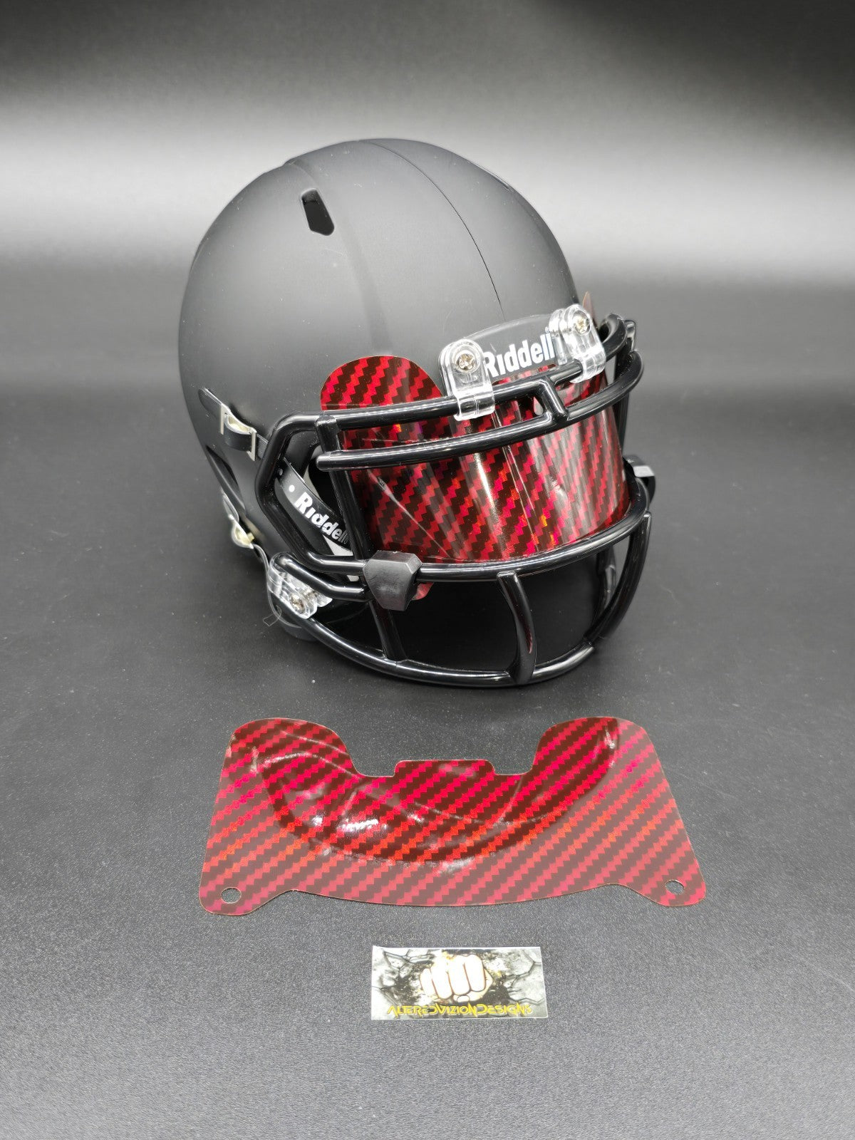 Custom Red Carbon Mini Helmet Visor (Thin Flexi Style) Riddell compatible
