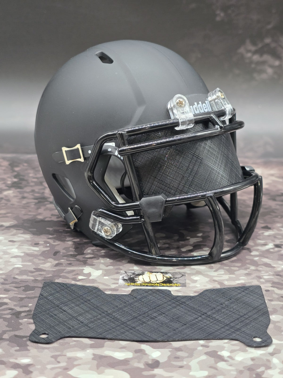 Custom Black Plaid Mini Helmet Visor (Thin Flexi Style) Riddell compatible