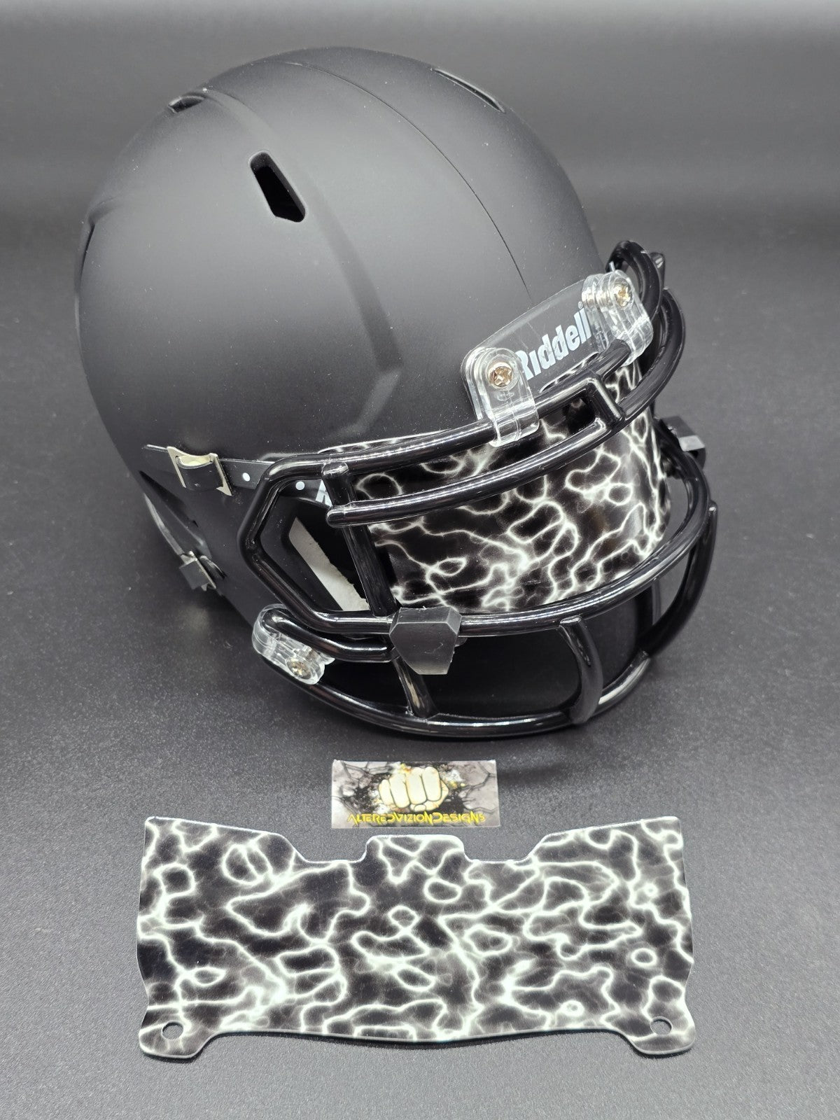 Custom Electric Black Mini Helmet Visor (Thin Flexi Style)  Riddell compatible