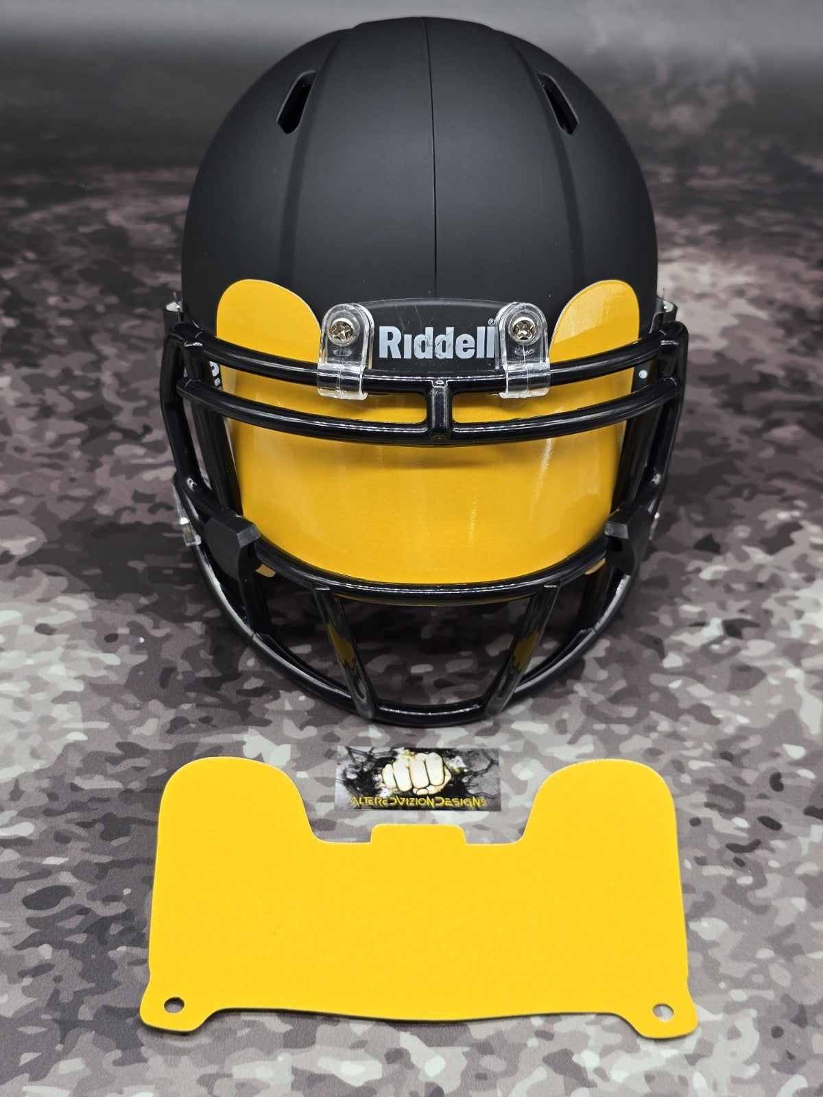 Custom Yellow Gloss Mini Helmet Visor (Thin Flexi Style)  Riddell compatible