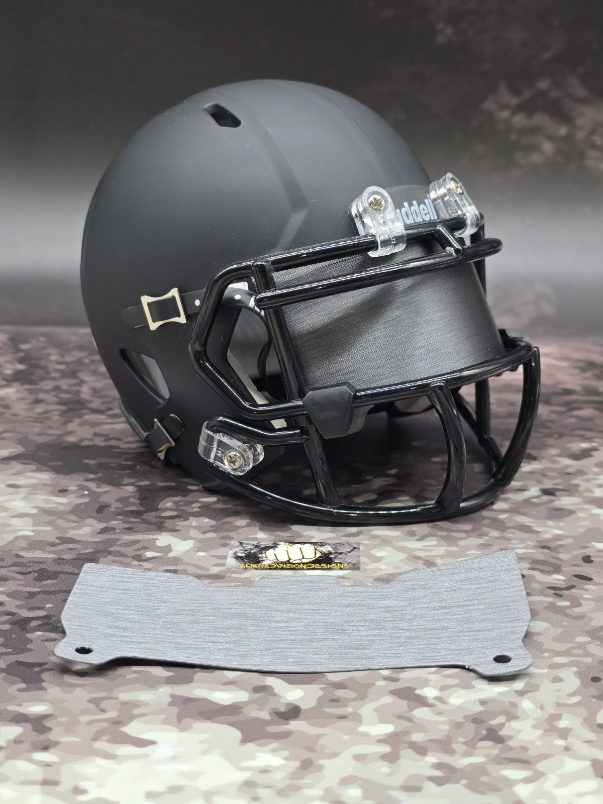 Custom Brushed Metal Mini Helmet Visor (Thin Flexi Style)  Riddell compatible
