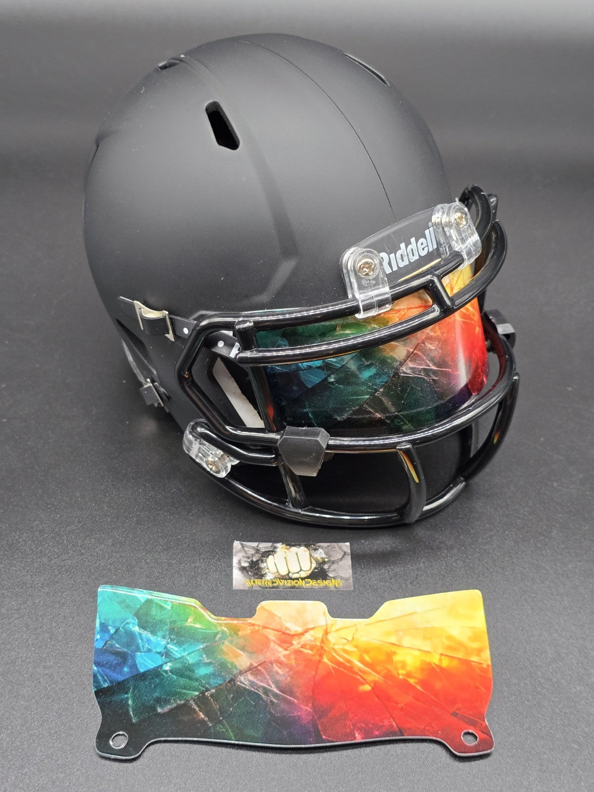 Custom Broken Glass Mini Helmet Visor (Thin Flexi Style) Riddell compatible