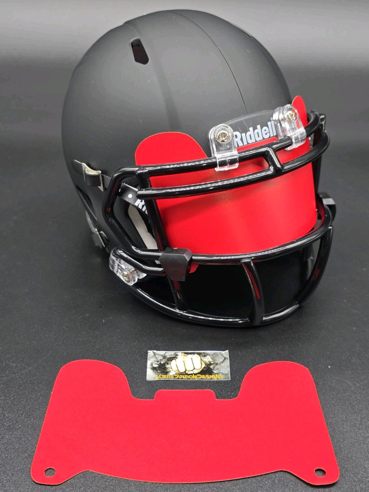 Custom Red Matte Mini Helmet Visor (Thin Flexi Style)  Riddell compatible