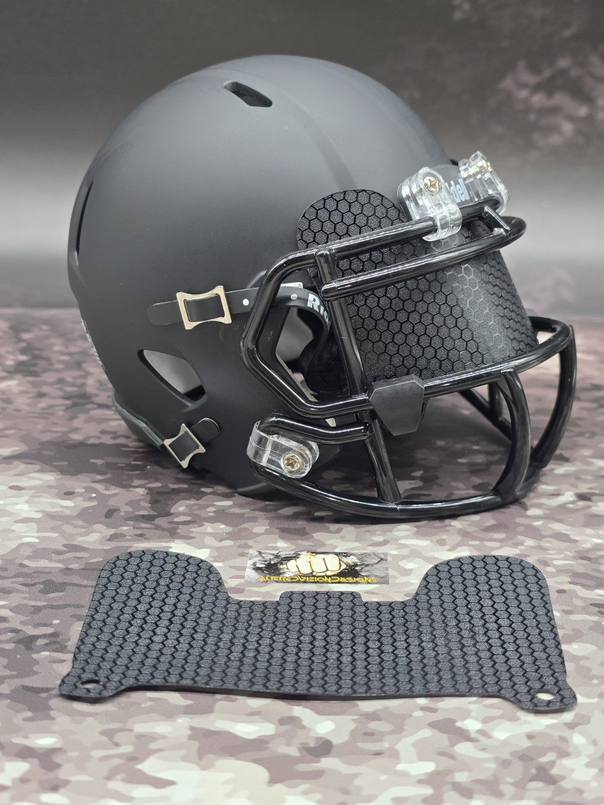 Custom Black Honeycomb Mini Helmet Visor (Thin Flexi Style)  Riddell compatible