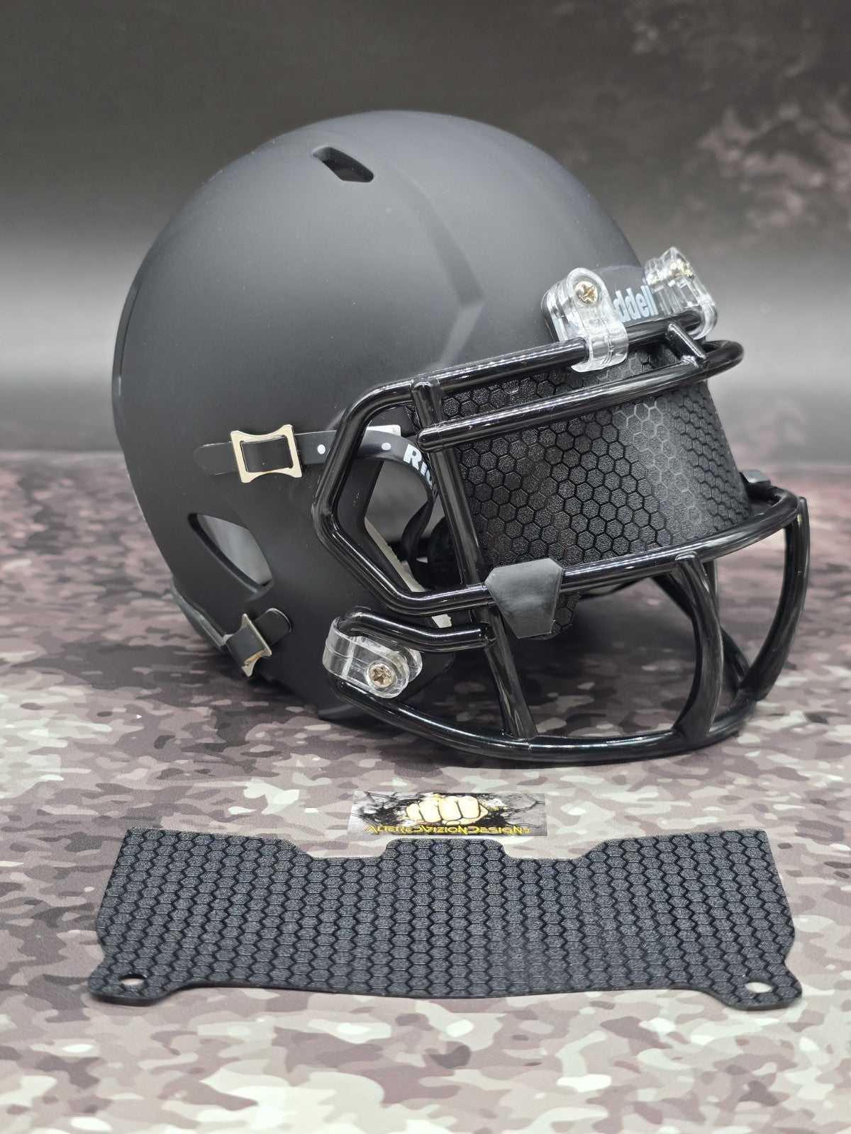 Custom Black Honeycomb Mini Helmet Visor (Thin Flexi Style)  Riddell compatible