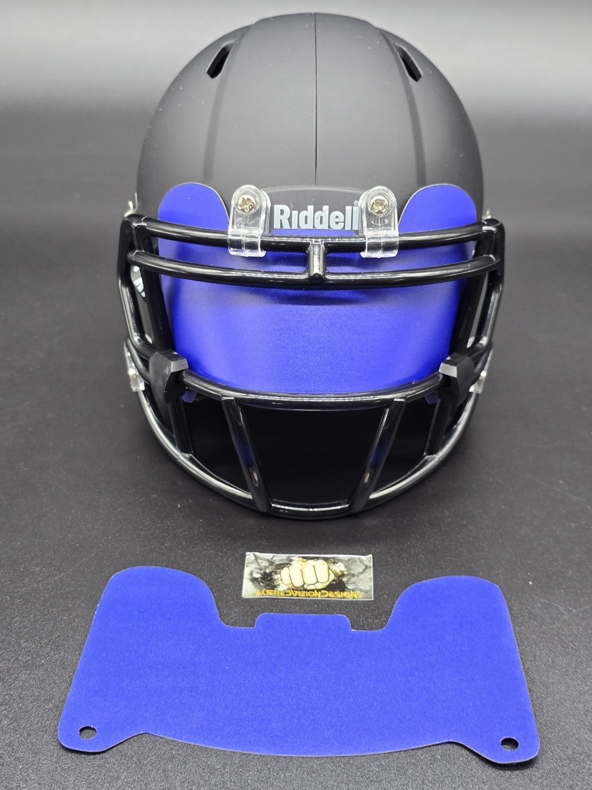 Custom Dark Blue Matte Mini Helmet Visor (Thin Flexi Style)  Riddell compatible