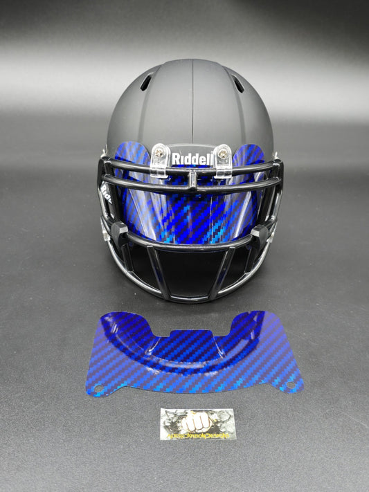 Custom Blue Carbon Mini Helmet Visor (Thin Flexi Style)  Riddell compatible