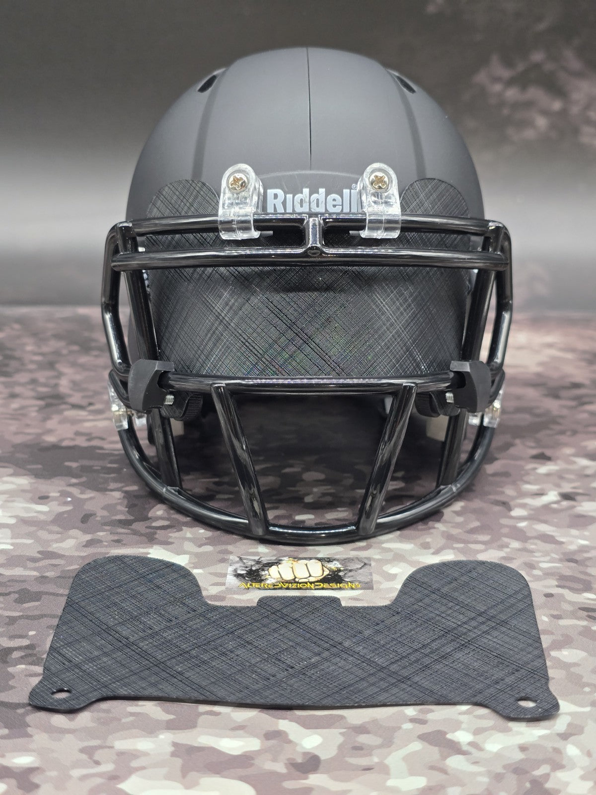 Custom Black Plaid Mini Helmet Visor (Thin Flexi Style)  Riddell compatible