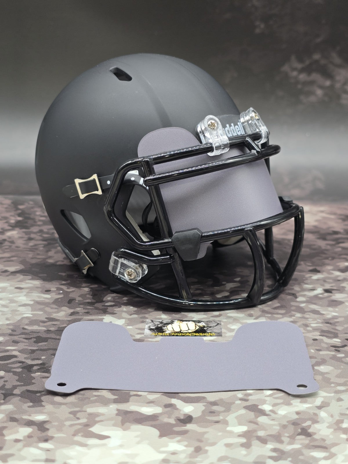 Custom Gray Matte Mini Helmet Visor (Thin Flexi Style)  Riddell compatible