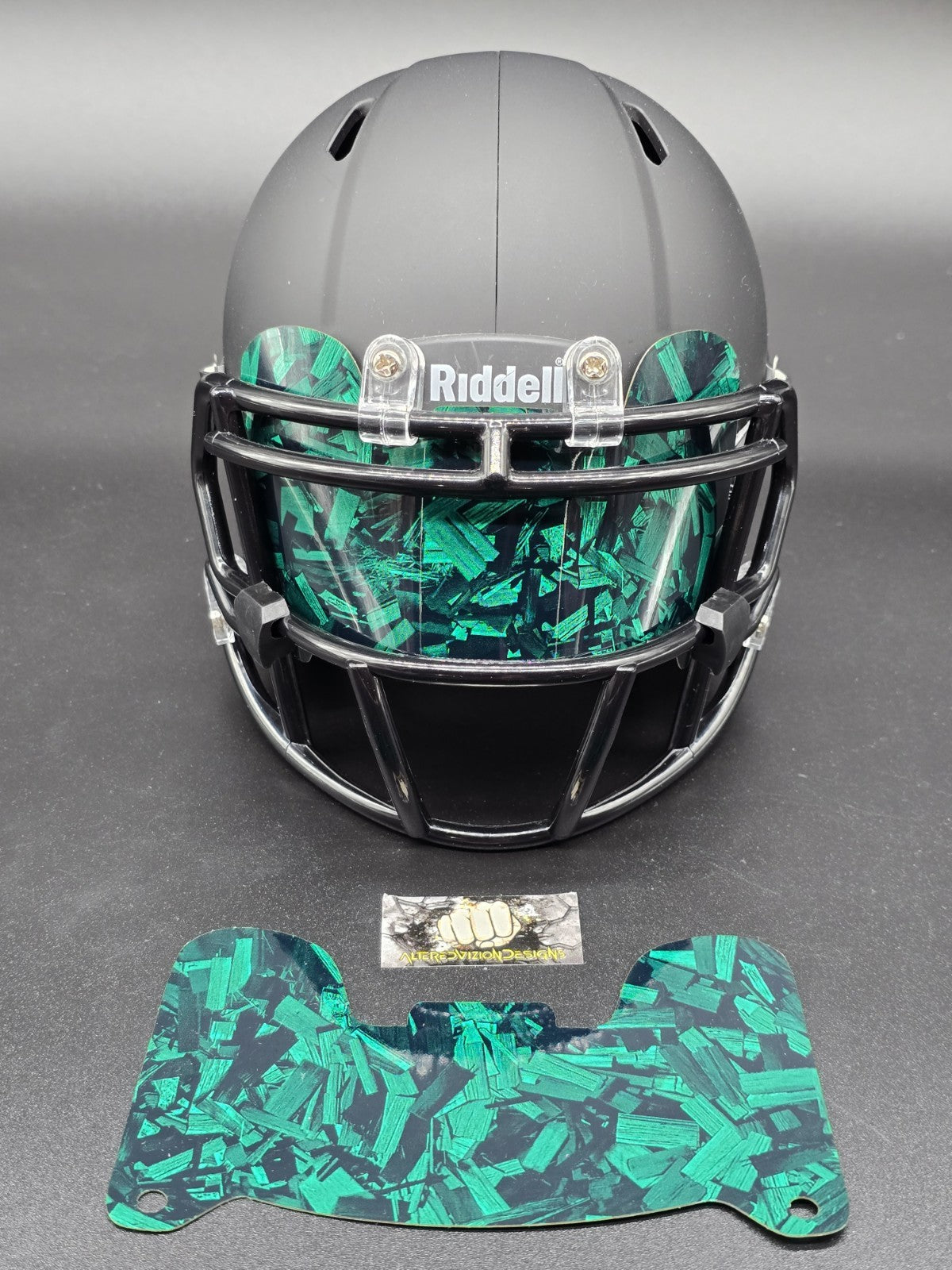 Custom Green Gloss Mini Helmet Visor (Thin Flexi Style)  Riddell compatible