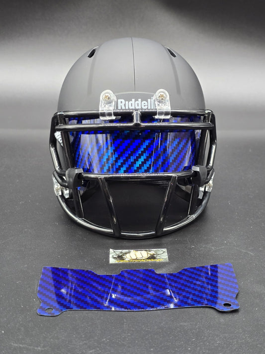 Custom Blue Carbon Mini Helmet Visor (Thin Flexi Style)  Riddell compatible