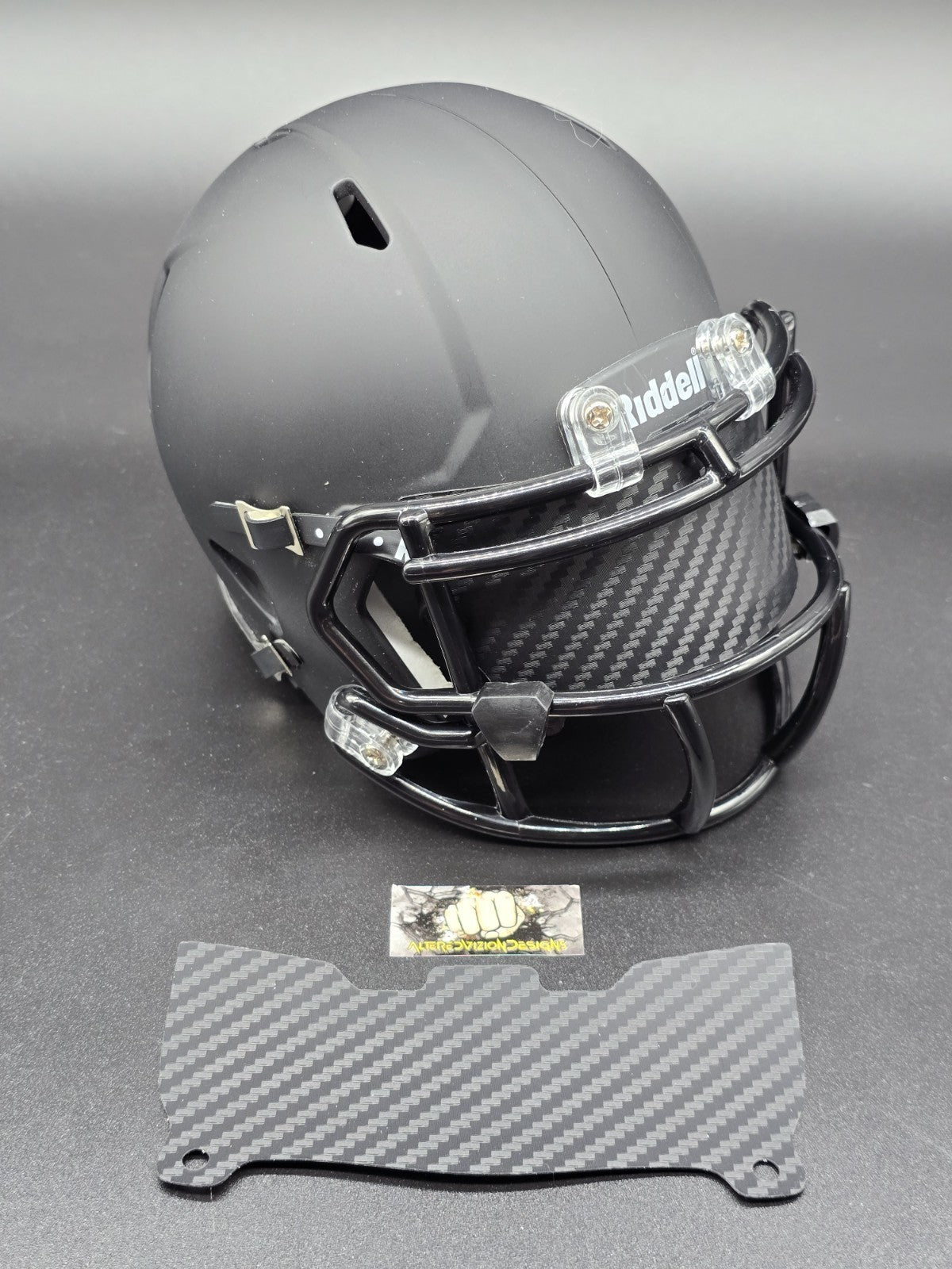 Custom Black Matte Mini Helmet Visor (Thin Flexi Style)  Riddell compatible