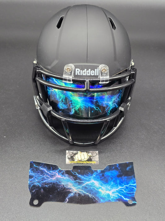 Custom Blue Lighting Mini Helmet Visor (Thin Flexi Style)  Riddell compatible