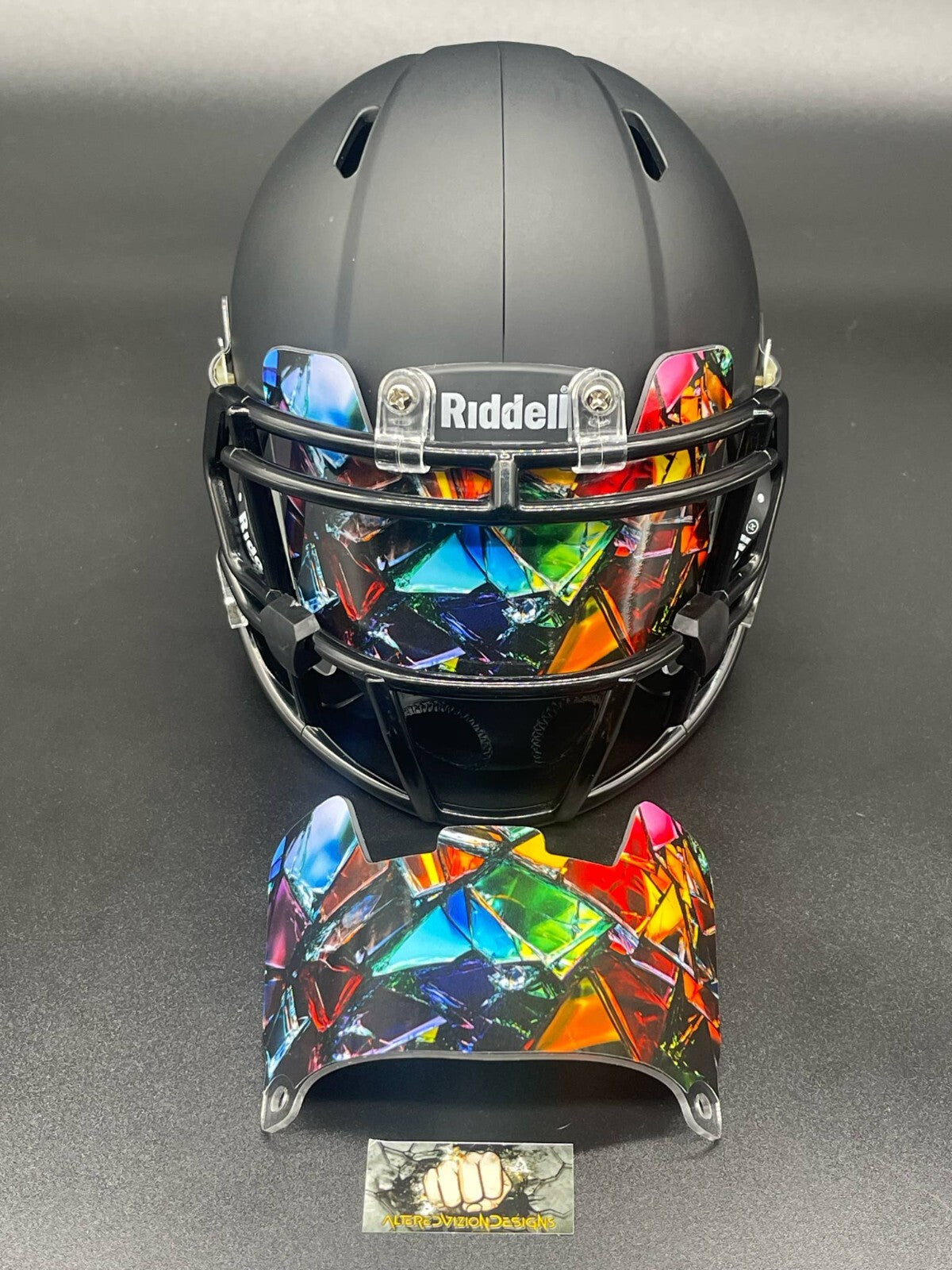 Custom Rainbow Stained Glass Mini Helmet Visor (Hard Style) Riddell Compatible