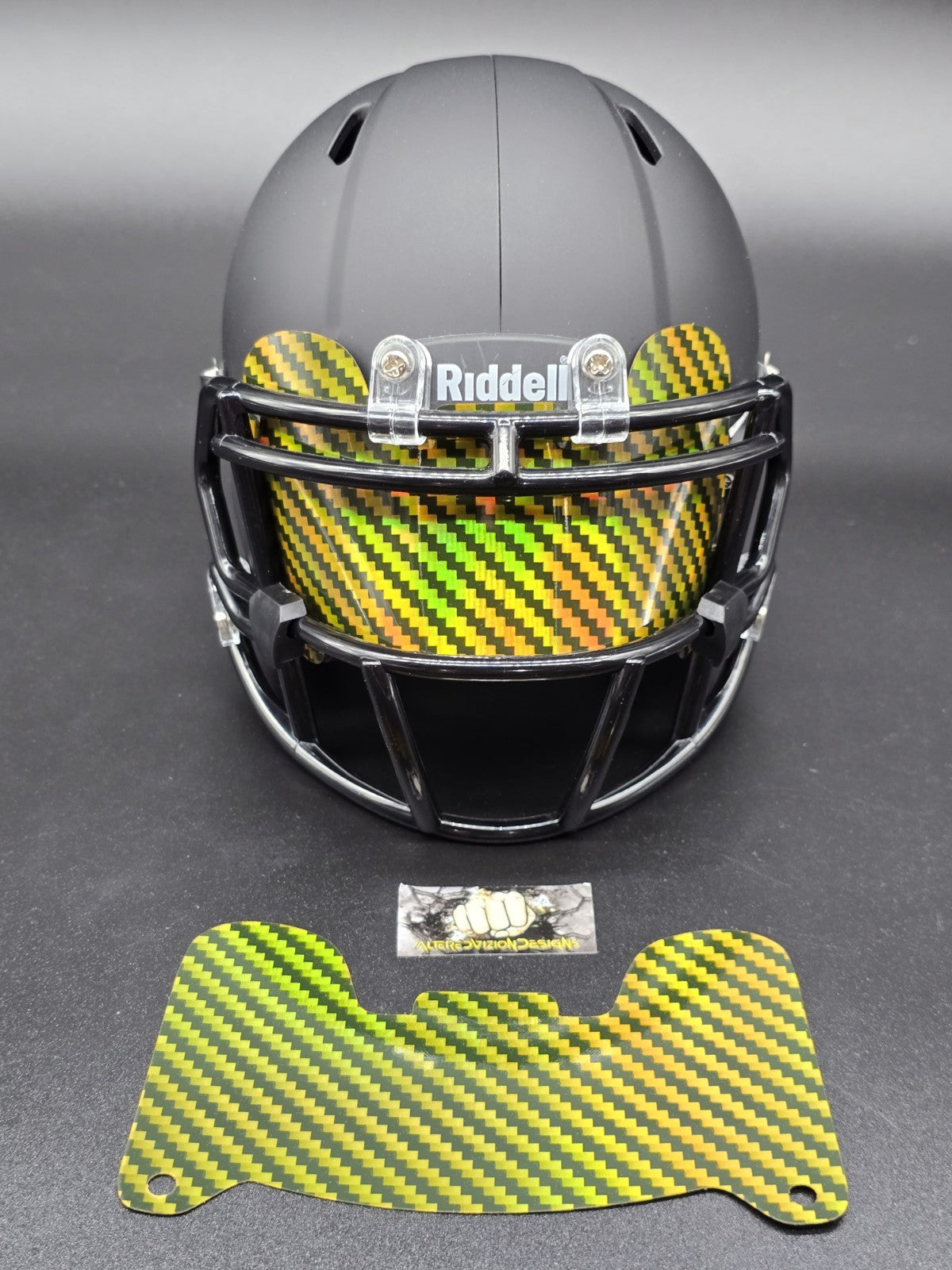 Custom Gold Carbon Mini Helmet Visor (Thin Flexi Style)  Riddell compatible