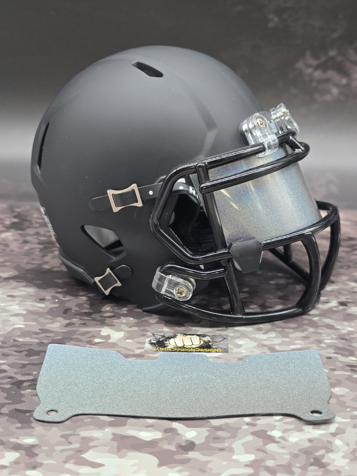 Custom Silver Rainbow Mini Helmet Visor (Thin Flexi Style)  Riddell compatible