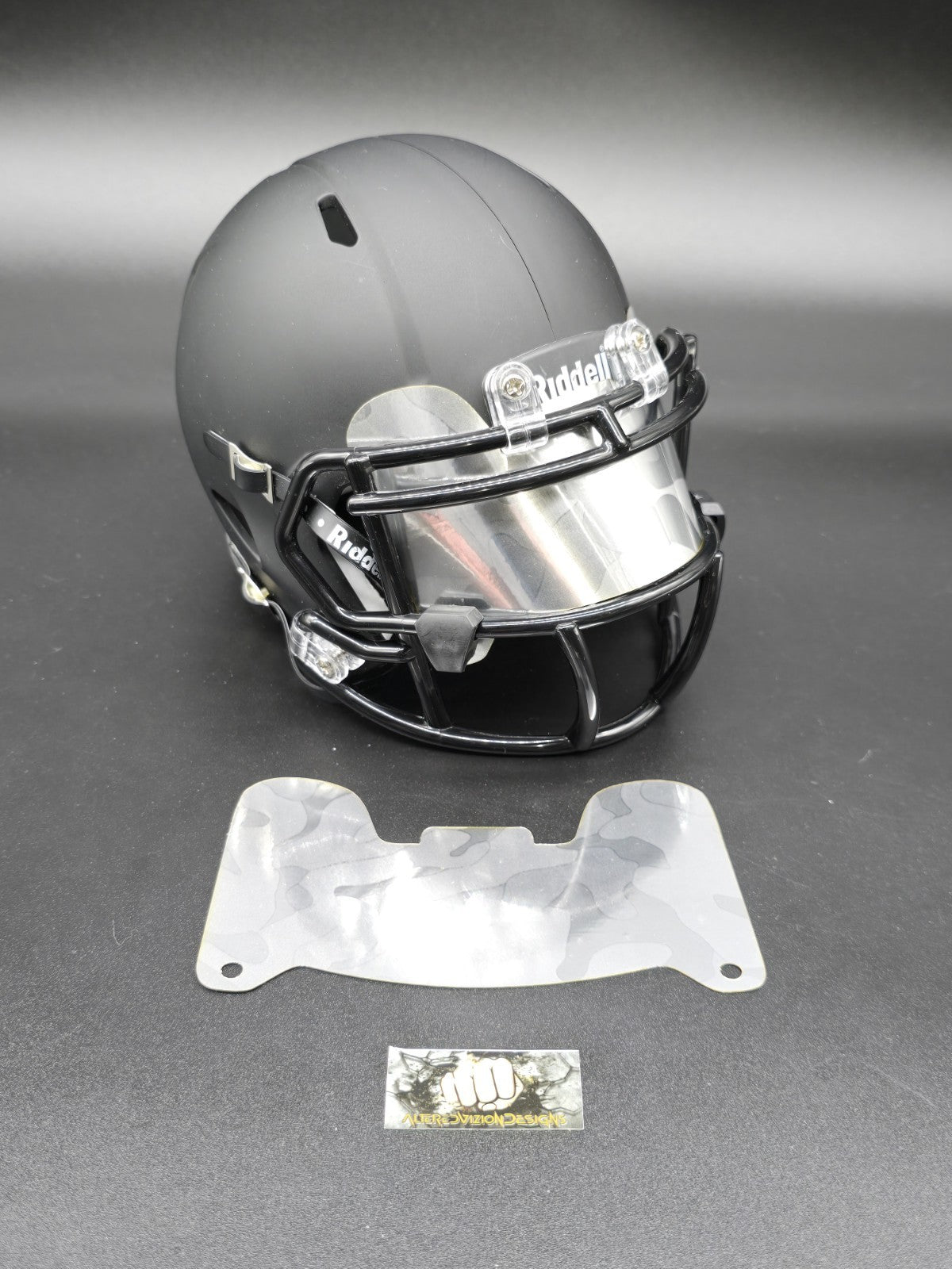 Custom Silver Camo Mini Helmet Visor (Thin Flexi Style)  Riddell compatible