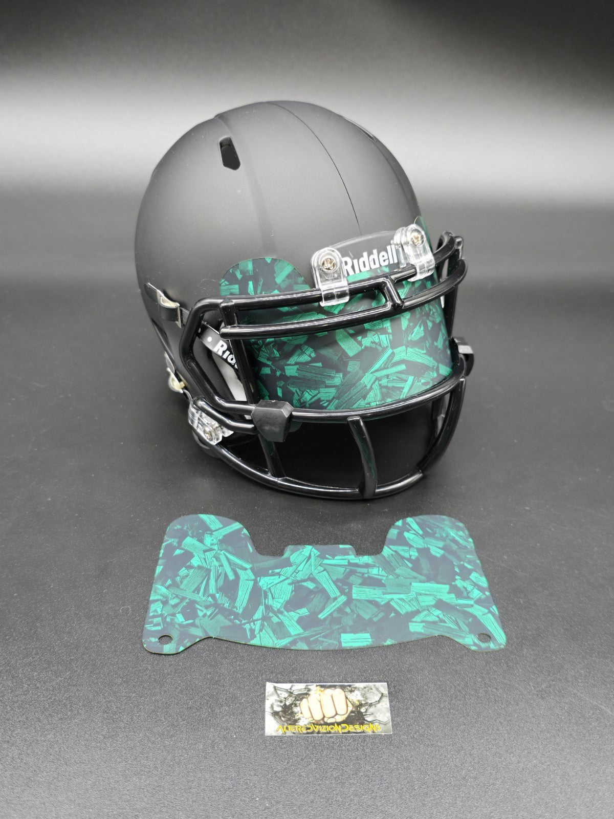 Custom Green Matte Mini Helmet Visor (Thin Flexi Style)  Riddell compatible