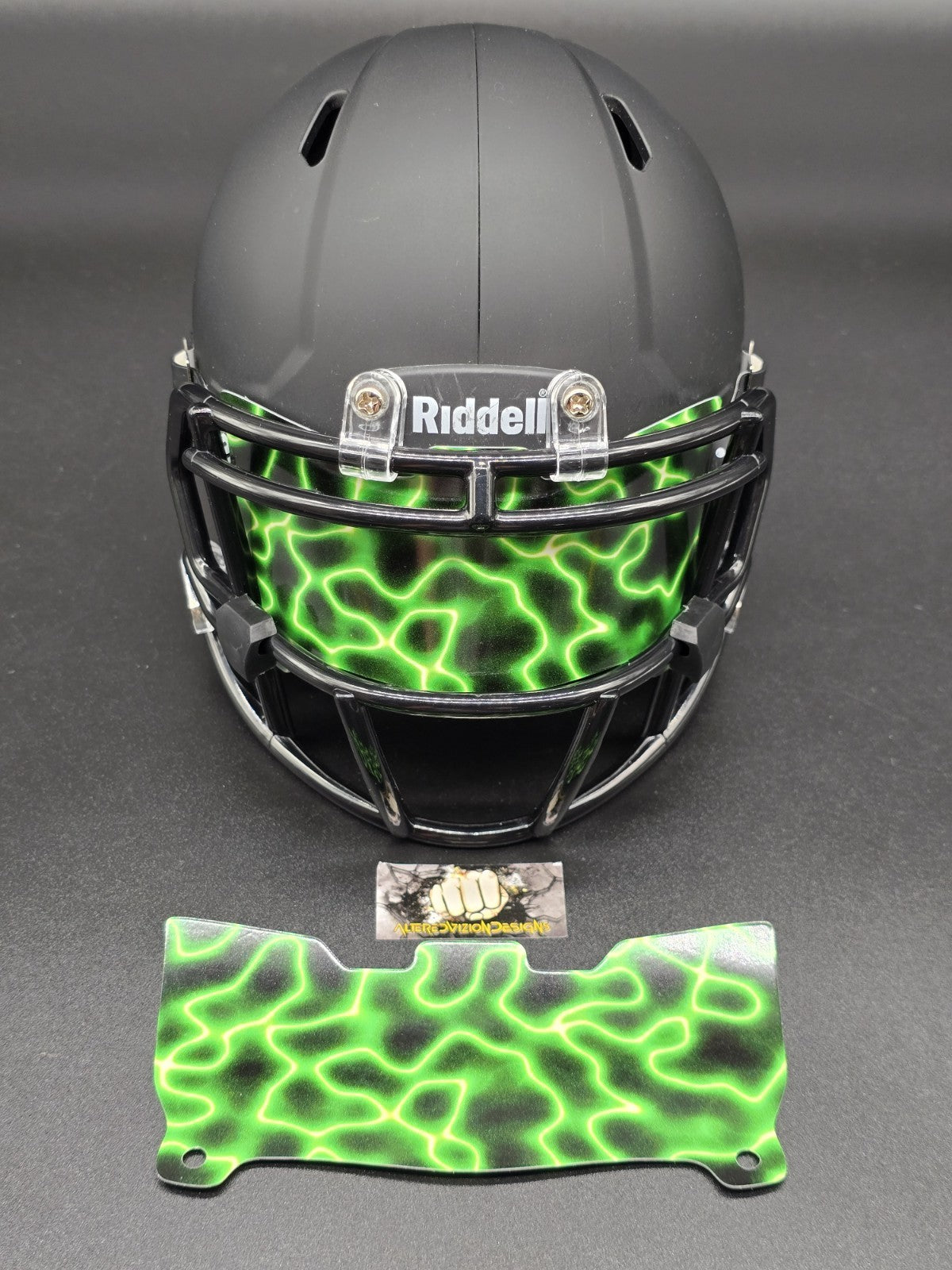 Custom Electric Green Mini Helmet Visor (Thin Flexi Style)  Riddell compatible