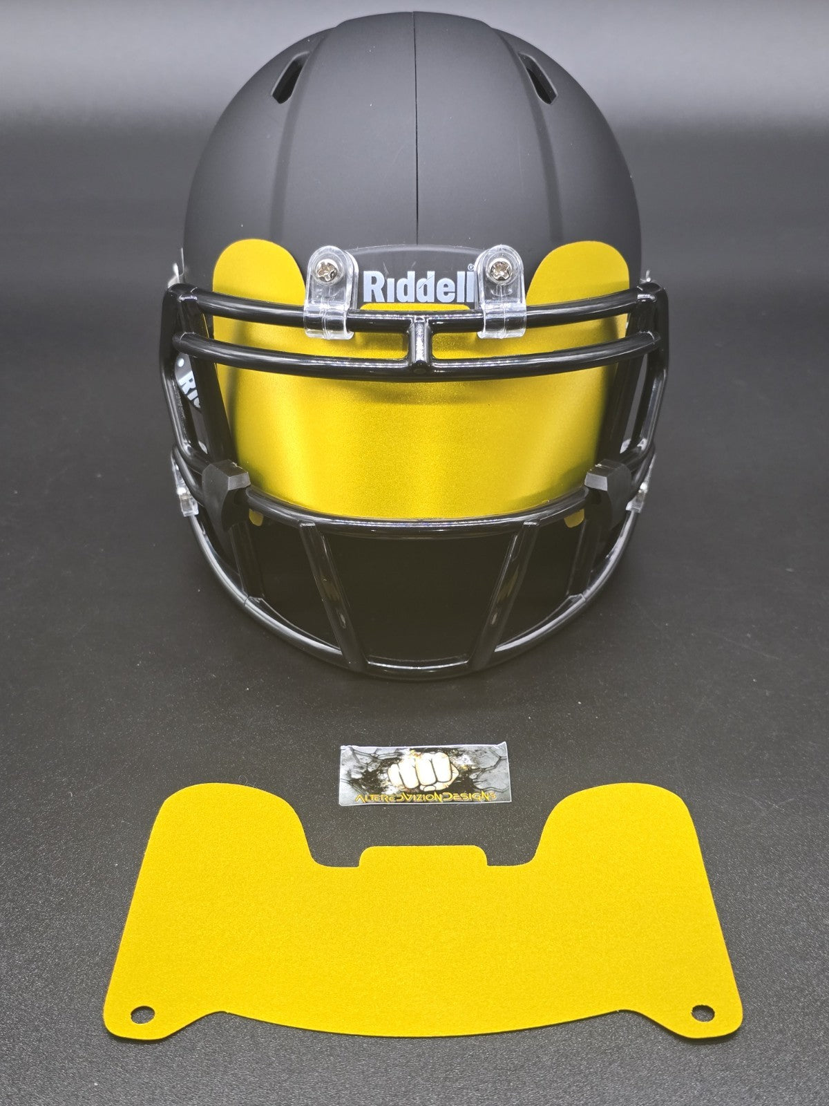 Custom Gold Blaze Mini Helmet Visor (Thin Flexi Style)  Riddell compatible
