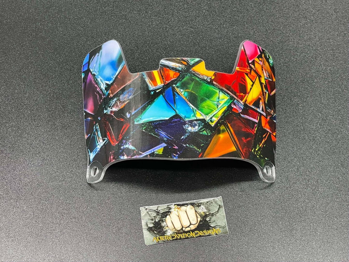 Custom Rainbow Stained Glass Mini Helmet Visor (Hard Style) Riddell Compatible